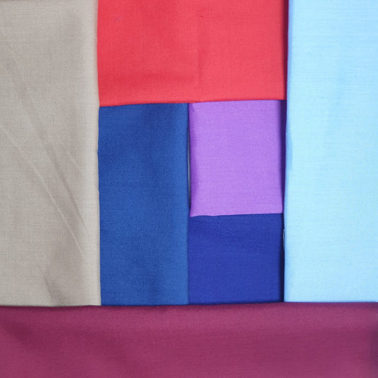 Dark, Bright & Pastel Shades Polycotton Fabric – 7 Fat Quarters Bundle (50x50cm) for Quilting, Patchwork & Crafts - Textile Station