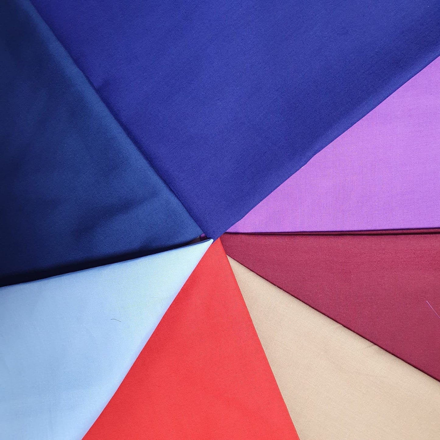 Dark, Bright & Pastel Shades Polycotton Fabric – 7 Fat Quarters Bundle (50x50cm) for Quilting, Patchwork & Crafts - Textile Station