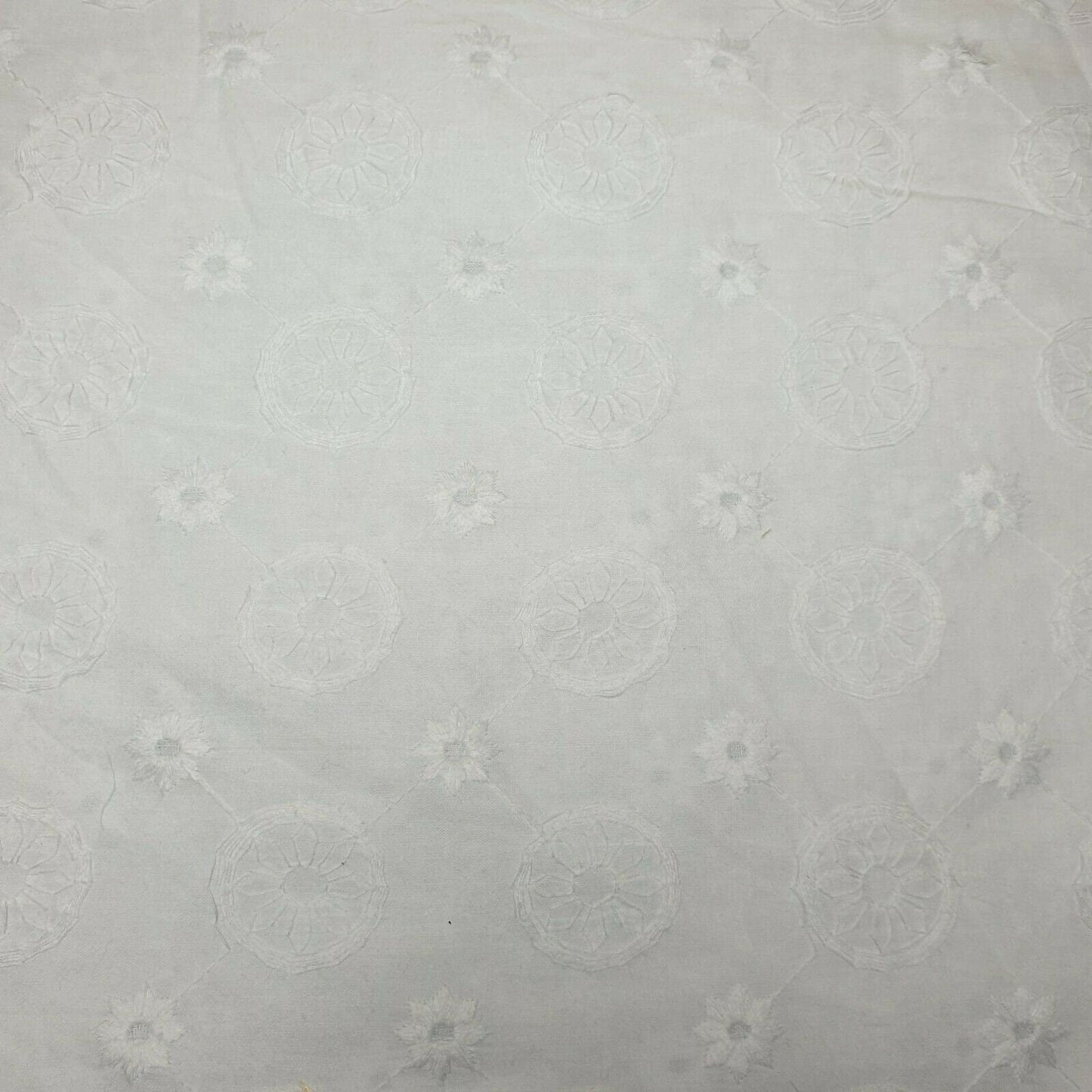 Premium White 100% Cotton Broderie Anglaise Embroidery Dressmaking 58" Fabric 09 Available in Continuous Length