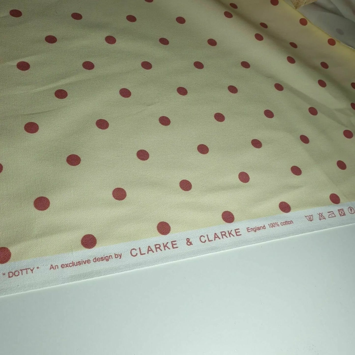 100% Cotton Clarke & Clarke Yellow & Red Dots Spot Fabric | 58" (147cm) Wide Curtain, Upholstery & Craft Material β Sold by the Meter