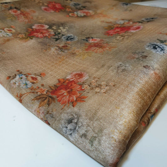 Polyester Faux Raw Silk Digital Print Fabric – 44" Wide Floral, Abstract & Frida Kahlo Inspired Dress, Craft & Quilting