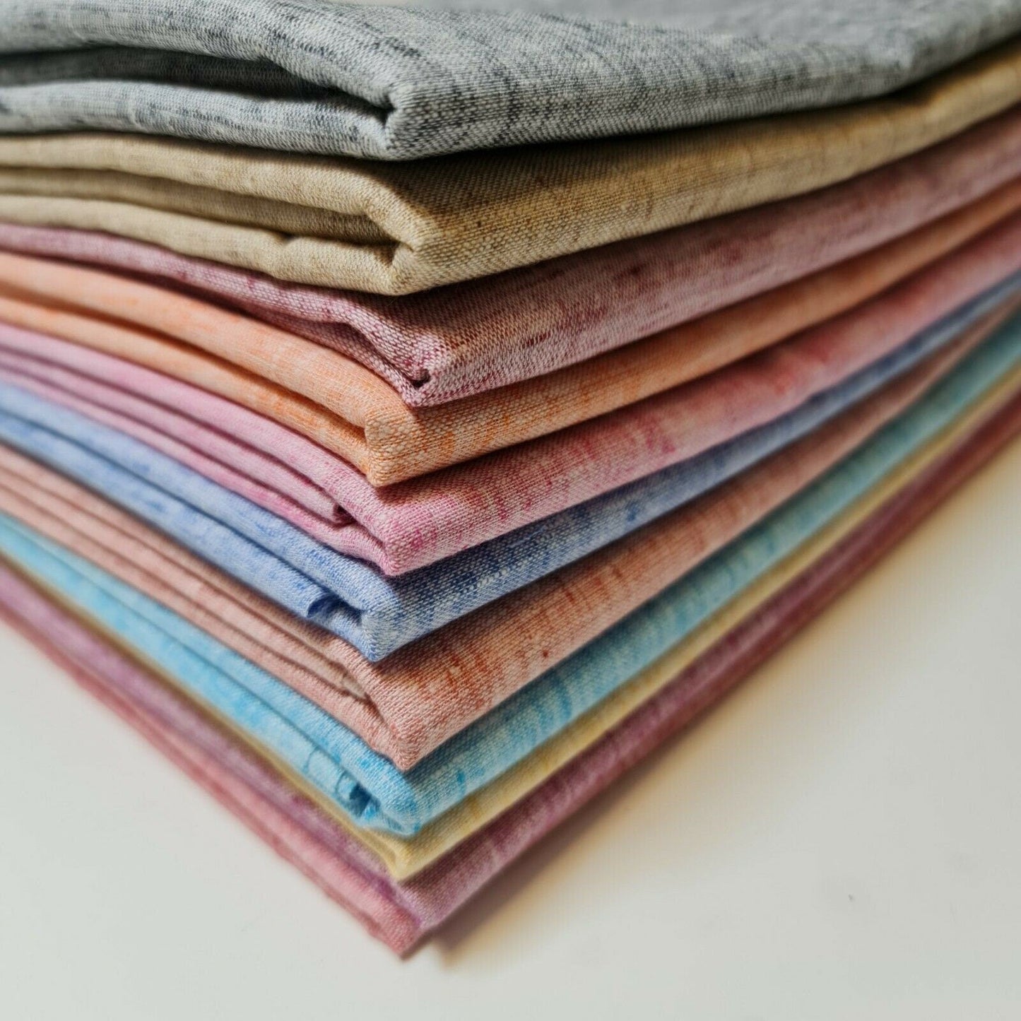 Melange Linen-Look Khadi Cotton Fabric – 44" Wide Soft Plain Material for Dress, Craft & Curtains