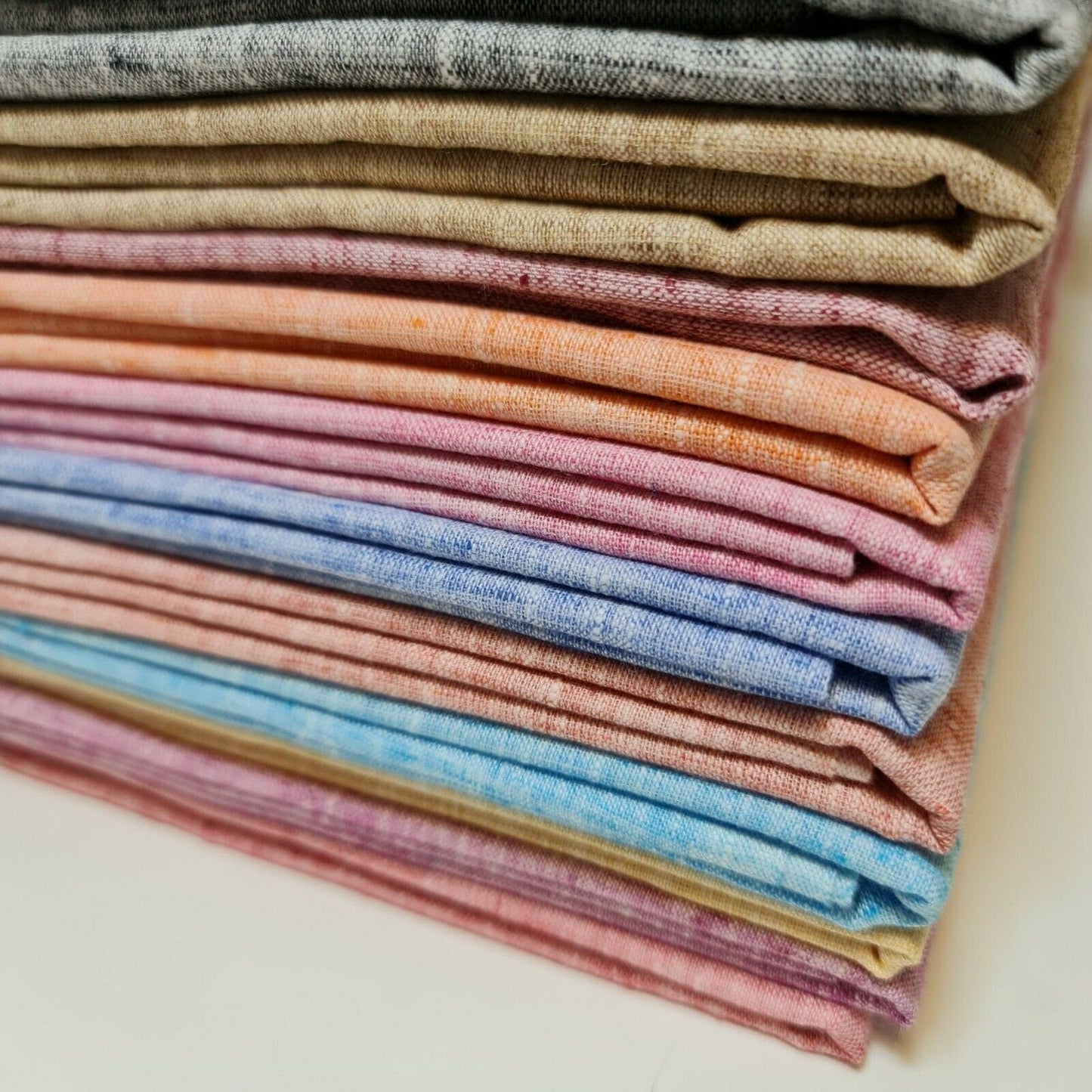 Melange Linen-Look Khadi Cotton Fabric – 44" Wide Soft Plain Material for Dress, Craft & Curtains