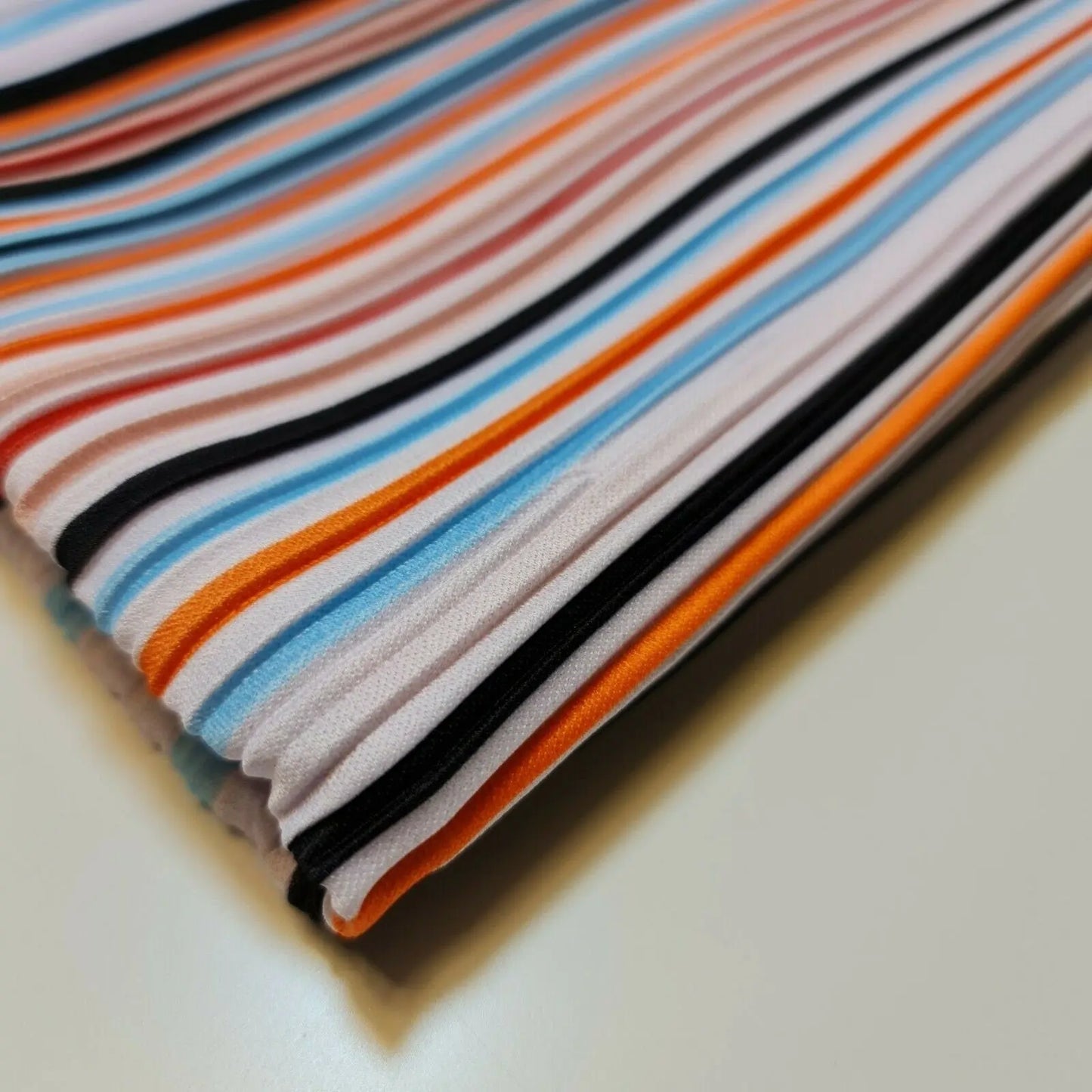 Vintage Multi Stripe Plissé Pleated Jersey Fabric | 58" (147cm) Wide Mixed Bar Line Print Dress & Craft Material – Sold by the Metre