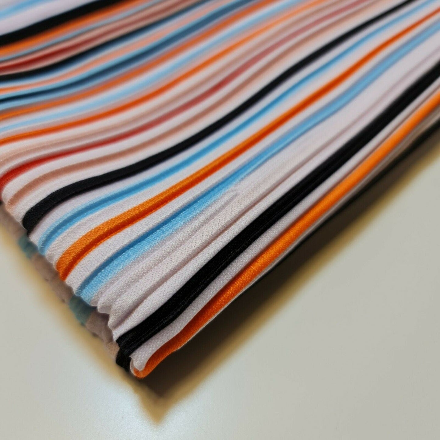 Vintage Multi Stripe Mixed Bar Lines Printed Pleated Plissé Jersey Fabric – 58" Wide