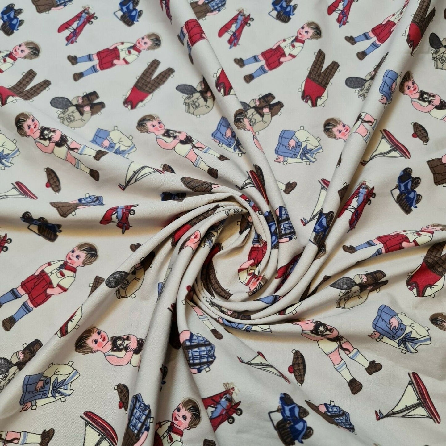 100% Cotton Silver Boat Print Fabric – Kids Nautical Sailor Craft & Dress Material 58" Wide, Sold by the Metre - Textile Station