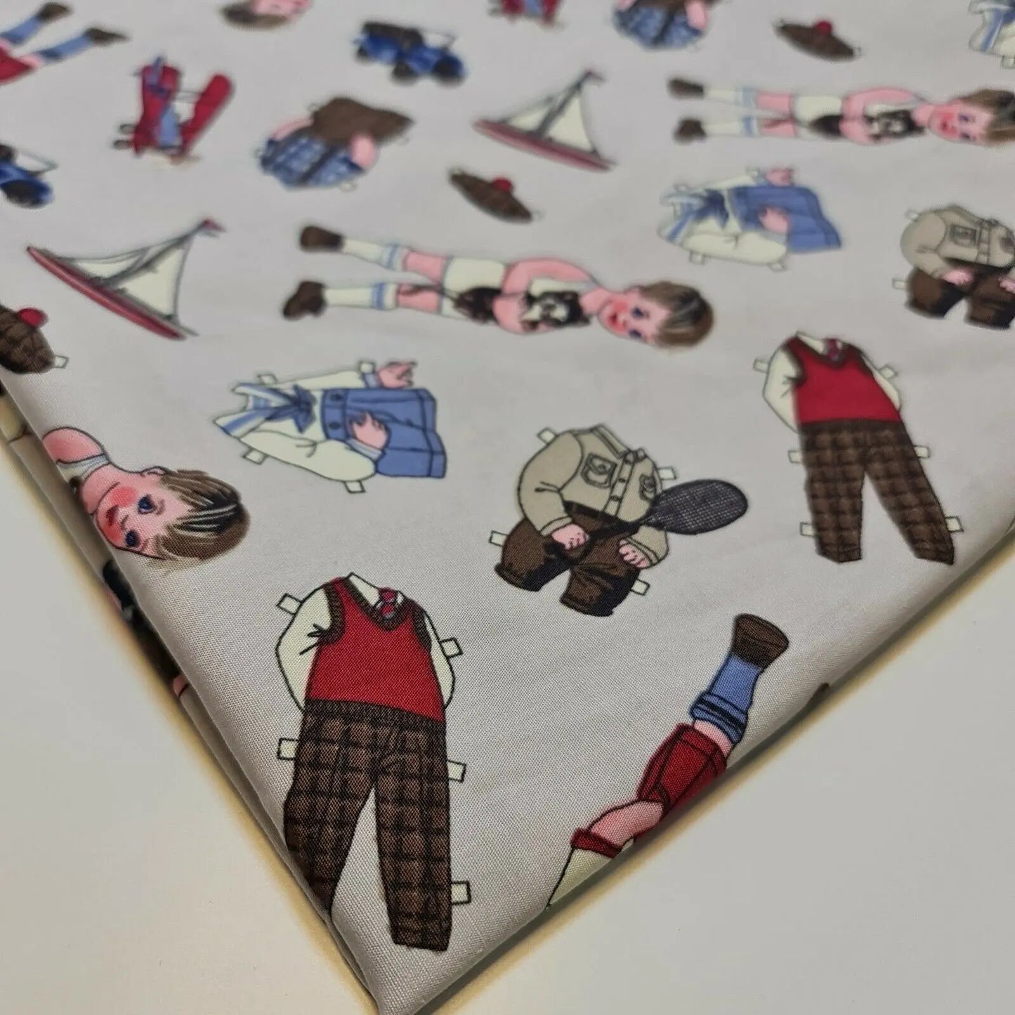 100% Cotton Silver Boat Print Fabric | 58" (147cm) Wide Kids Nautical Sailor Dressmaking & Craft Material β Sold by the Metre