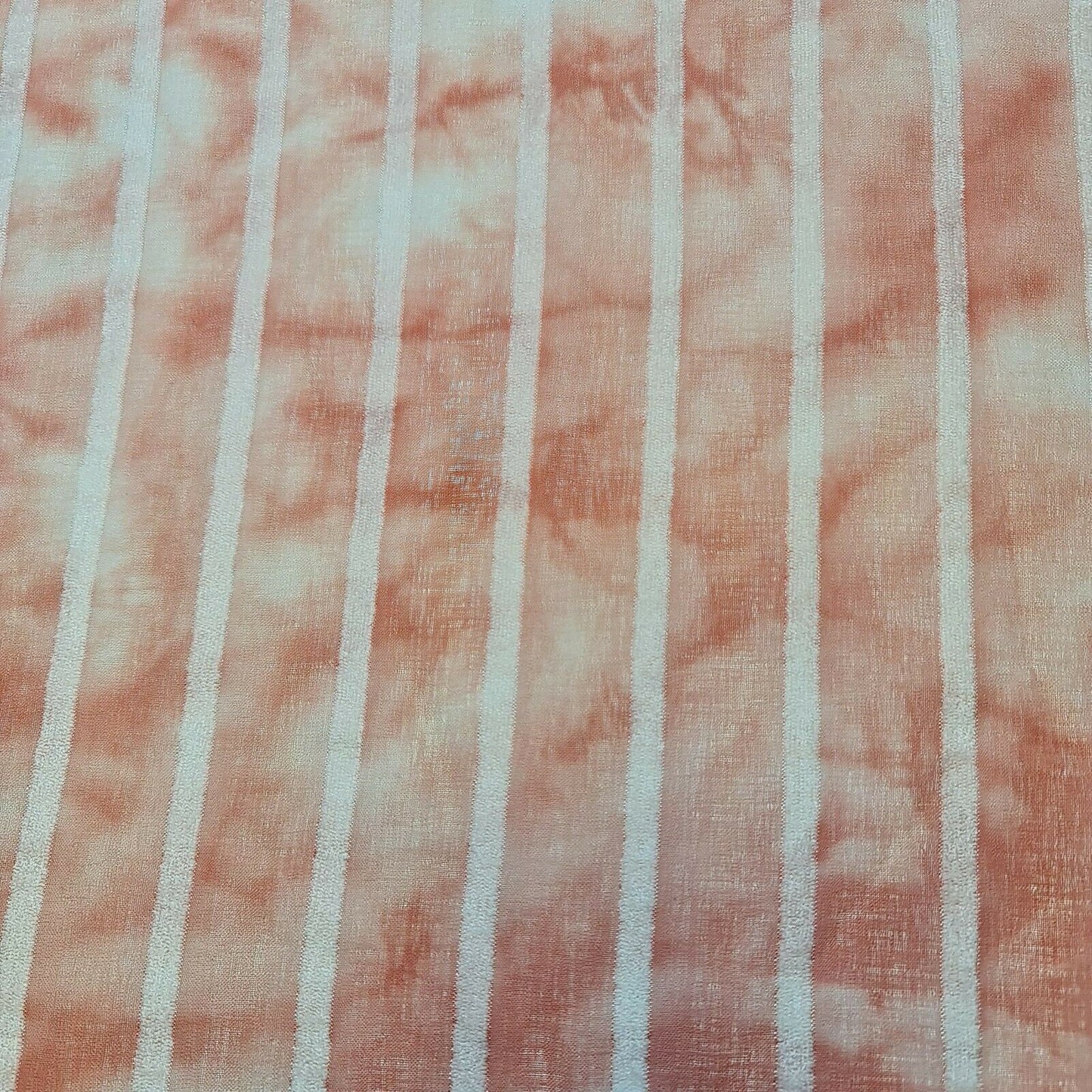 Polycotton Tie Dye White Velour Stripe Fabric – 58" Wide Boho Dress & Craft Material by the Metre