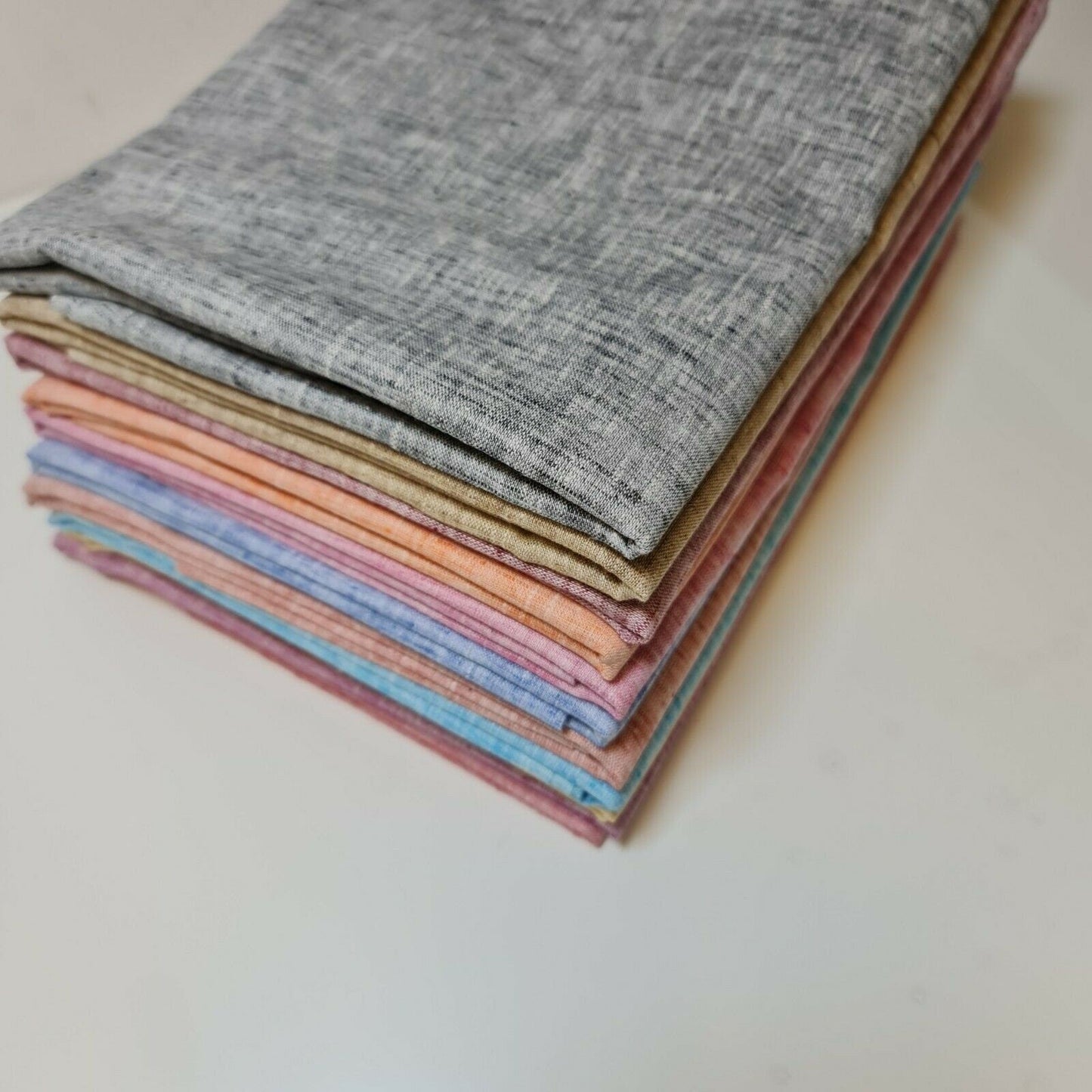 Melange Linen-Look Khadi Cotton Fabric – 44" Wide Soft Plain Material for Dress, Craft & Curtains