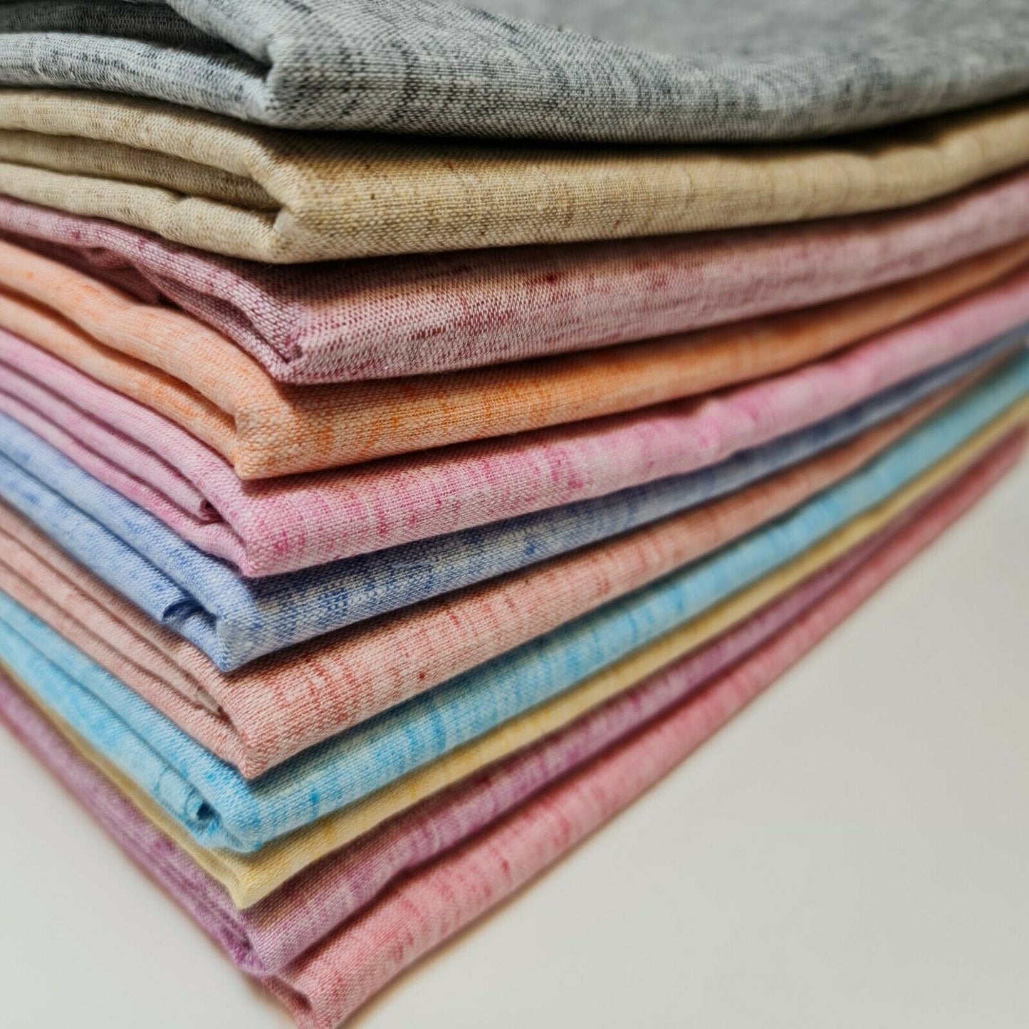 Melange Linen-Look Khadi Cotton Fabric – 44" Wide Soft Plain Material for Dress, Craft & Curtains