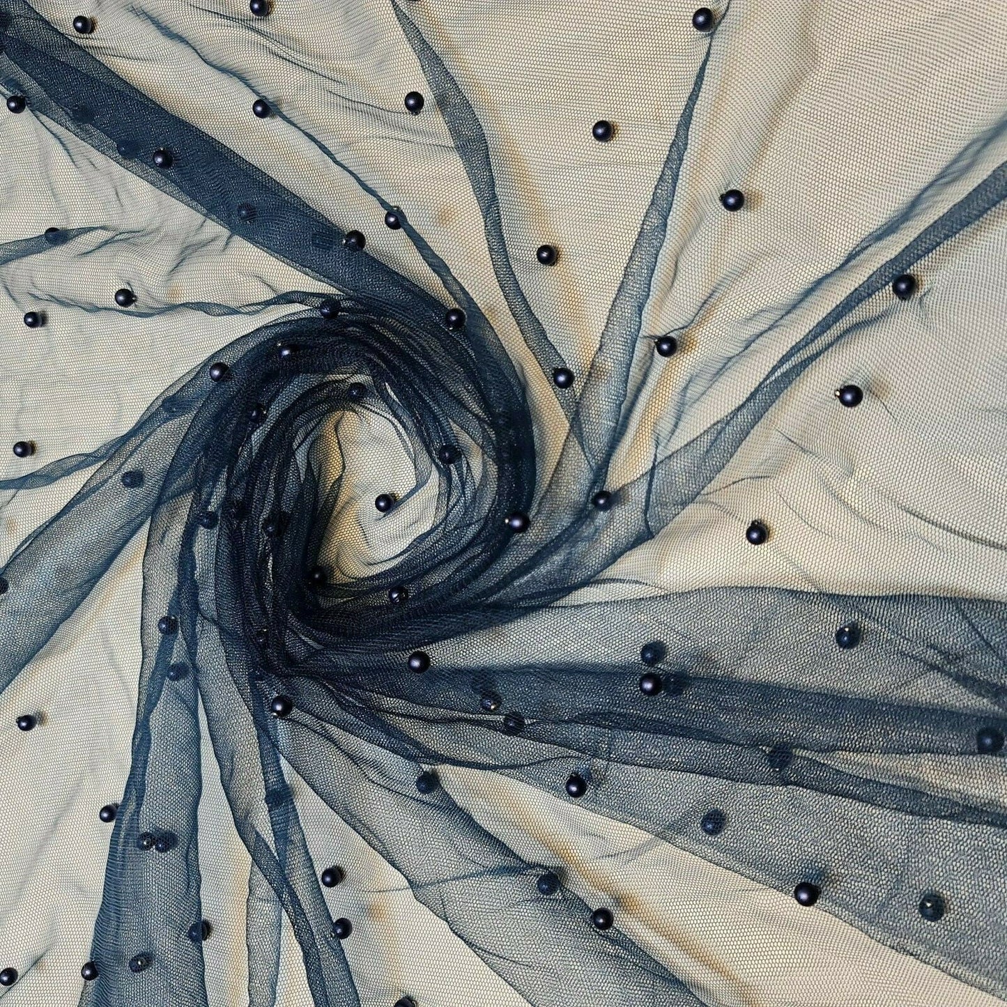 Tulle Beaded Pearl Lace Net Fabric – 58" Wide for Bridal Veils, Wedding Backdrops & Décor