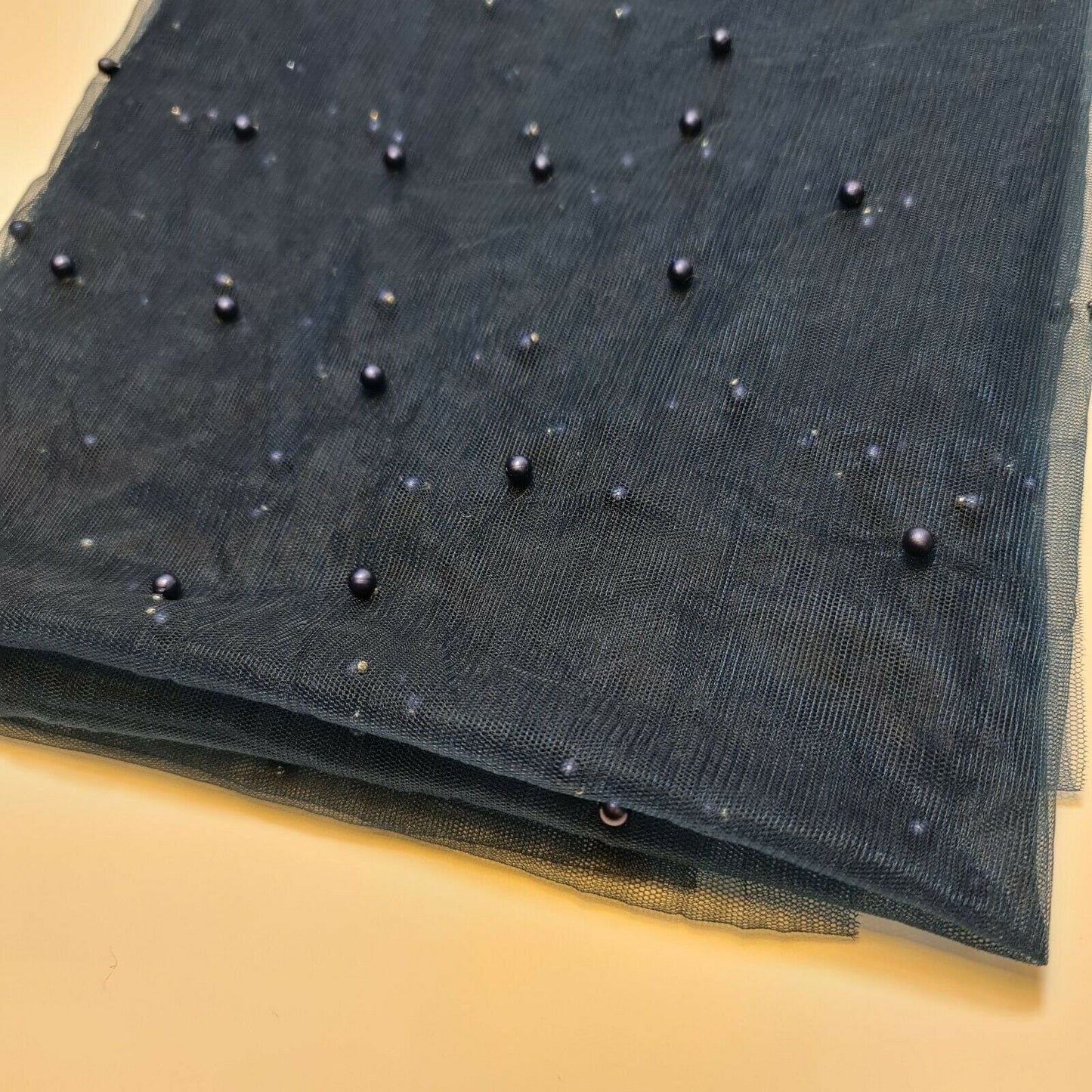 Tulle Beaded Pearl Lace Net Fabric – 58" Wide for Bridal Veils, Wedding Backdrops & Décor