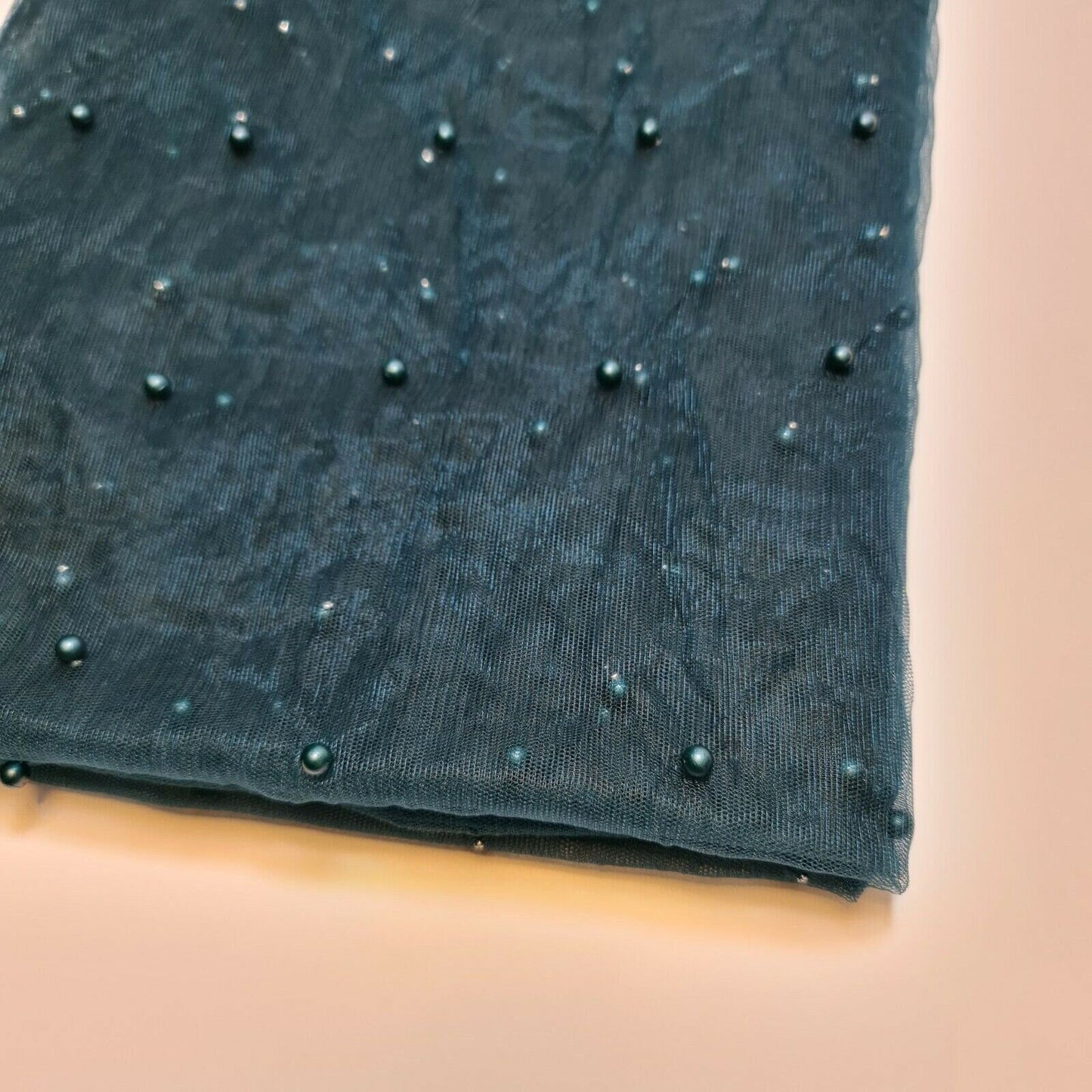 Tulle Beaded Pearl Lace Net Fabric – 58" Wide for Bridal Veils, Wedding Backdrops & Décor