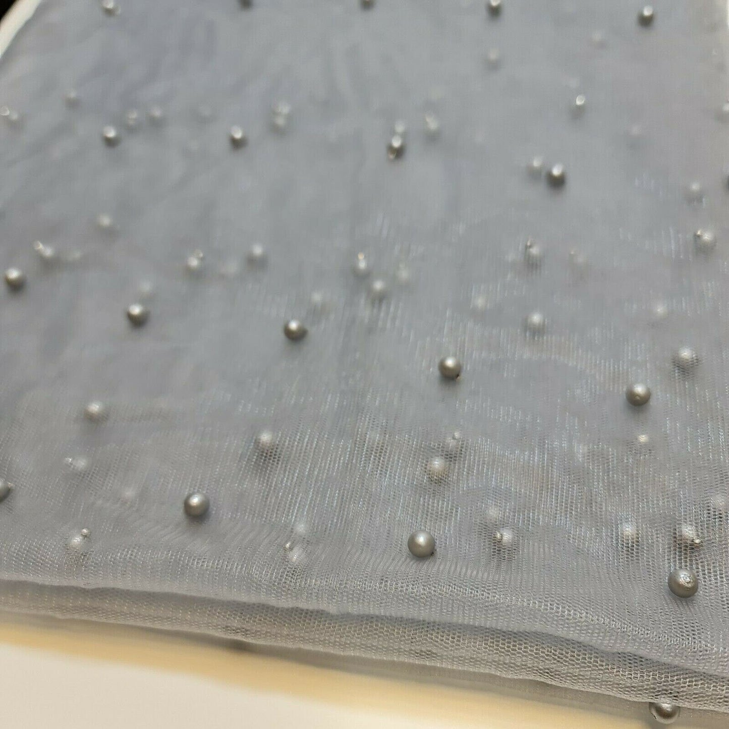 Tulle Beaded Pearl Lace Net Fabric – 58" Wide for Bridal Veils, Wedding Backdrops & Décor