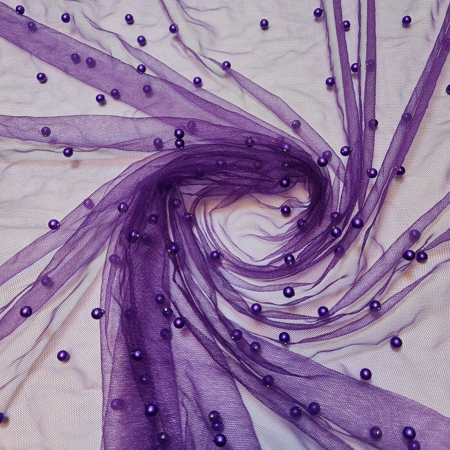 Tulle Beaded Pearl Lace Net Fabric – 58" Wide for Bridal Veils, Wedding Backdrops & Décor