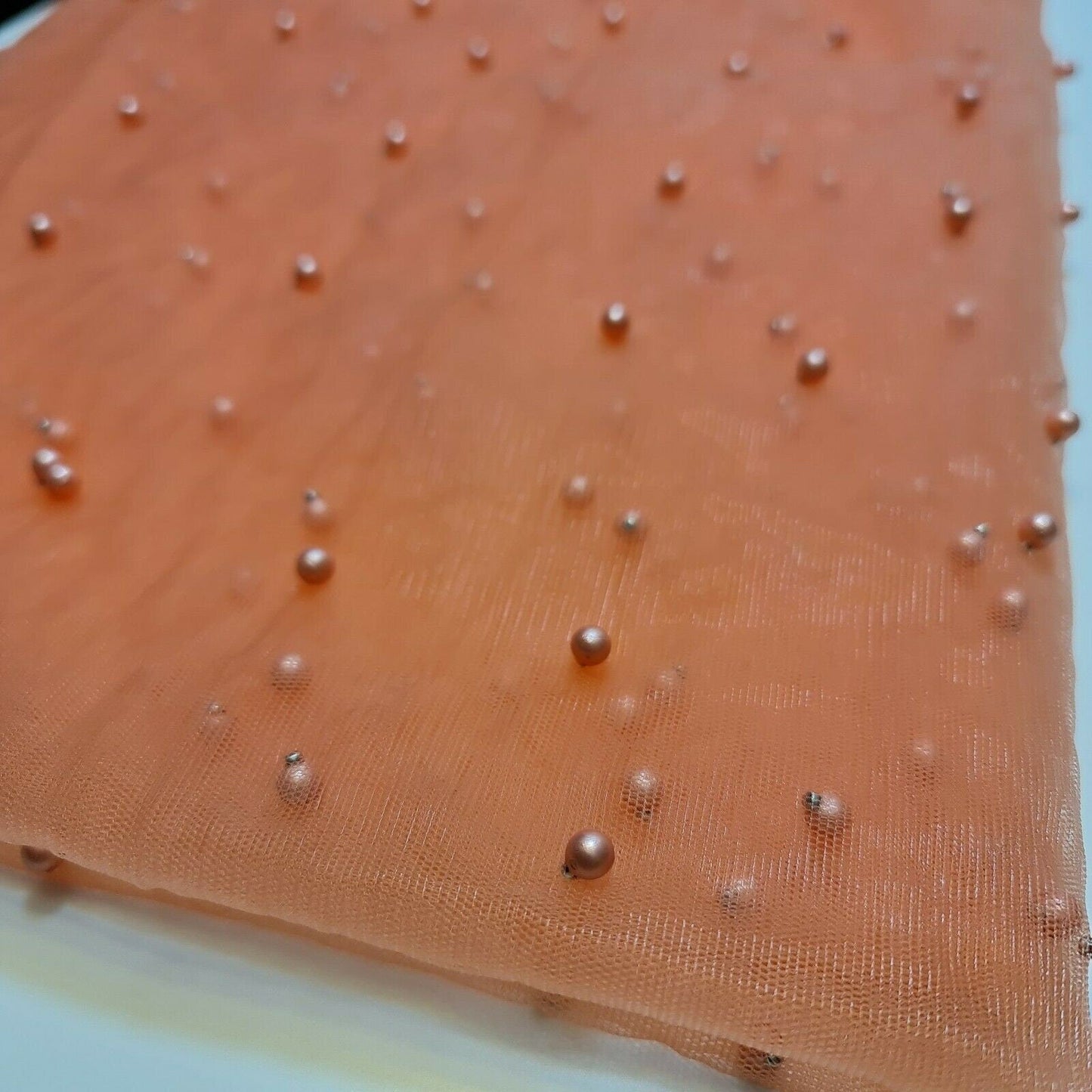 Tulle Beaded Pearl Lace Net Fabric – 58" Wide for Bridal Veils, Wedding Backdrops & Décor