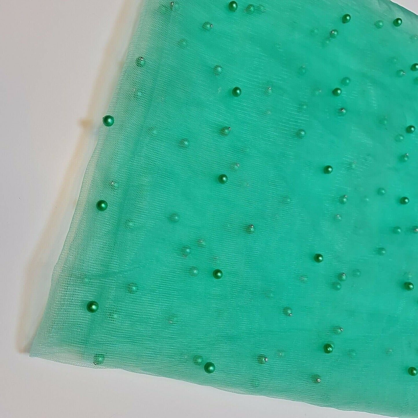 Tulle Beaded Pearl Lace Net Fabric – 58" Wide for Bridal Veils, Wedding Backdrops & Décor