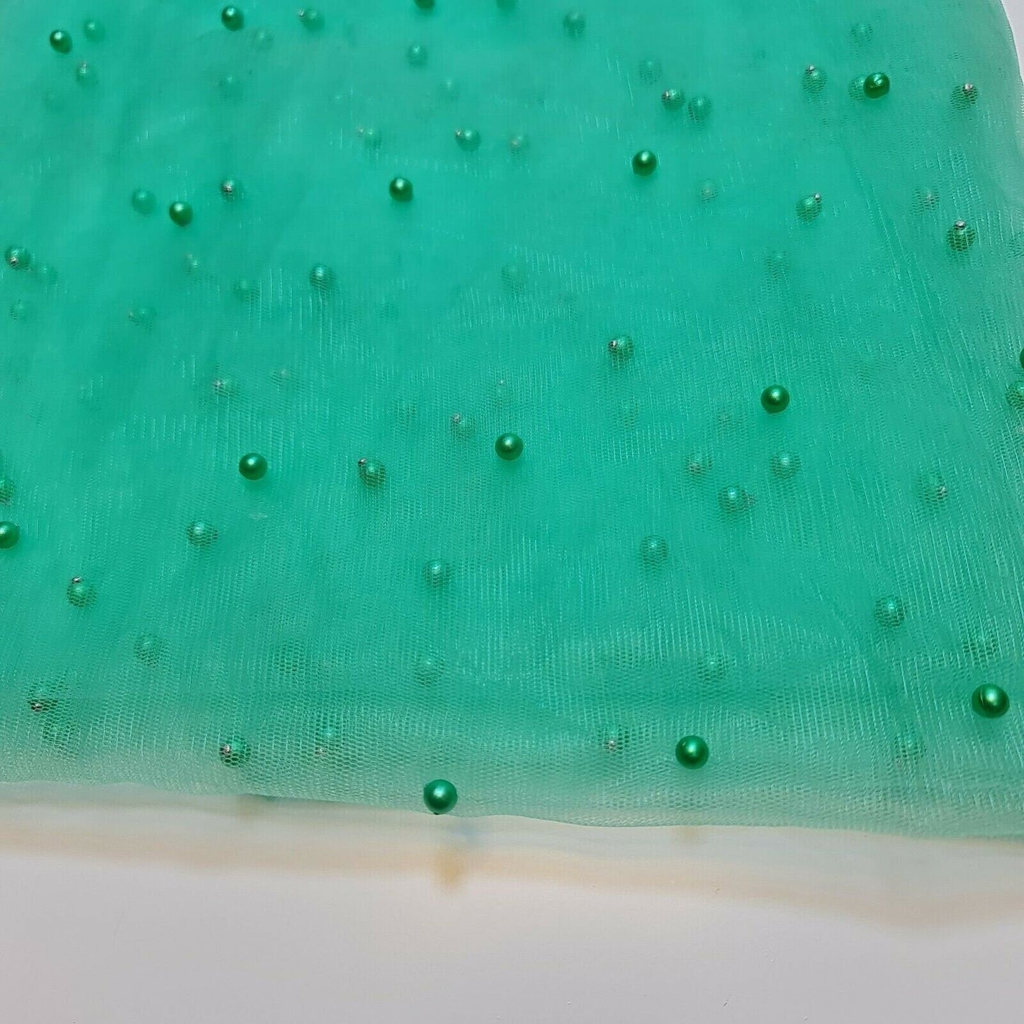 Tulle Beaded Pearl Lace Net Fabric – 58" Wide for Bridal Veils, Wedding Backdrops & Décor