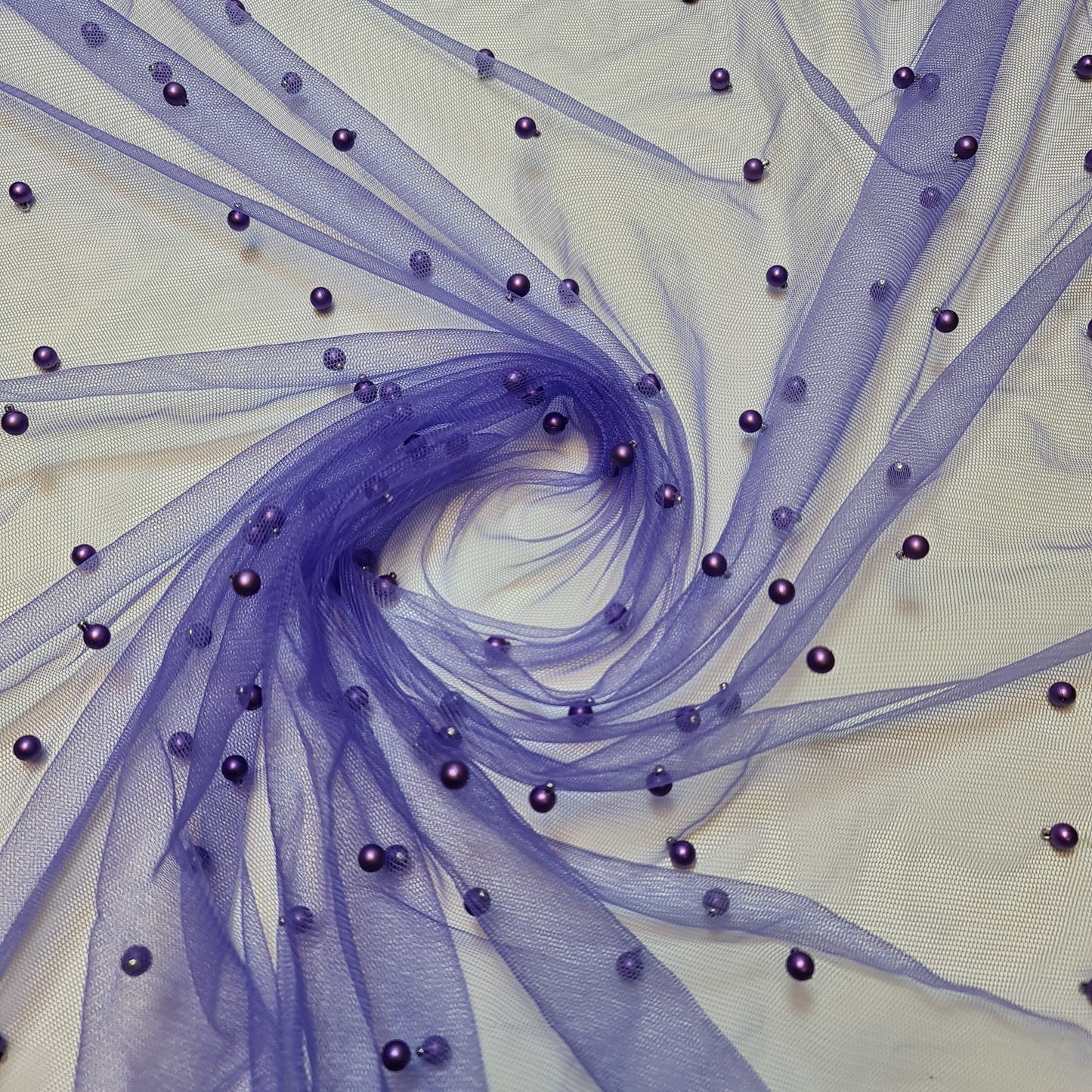 Tulle Beaded Pearl Lace Net Fabric – 58" Wide for Bridal Veils, Wedding Backdrops & Décor