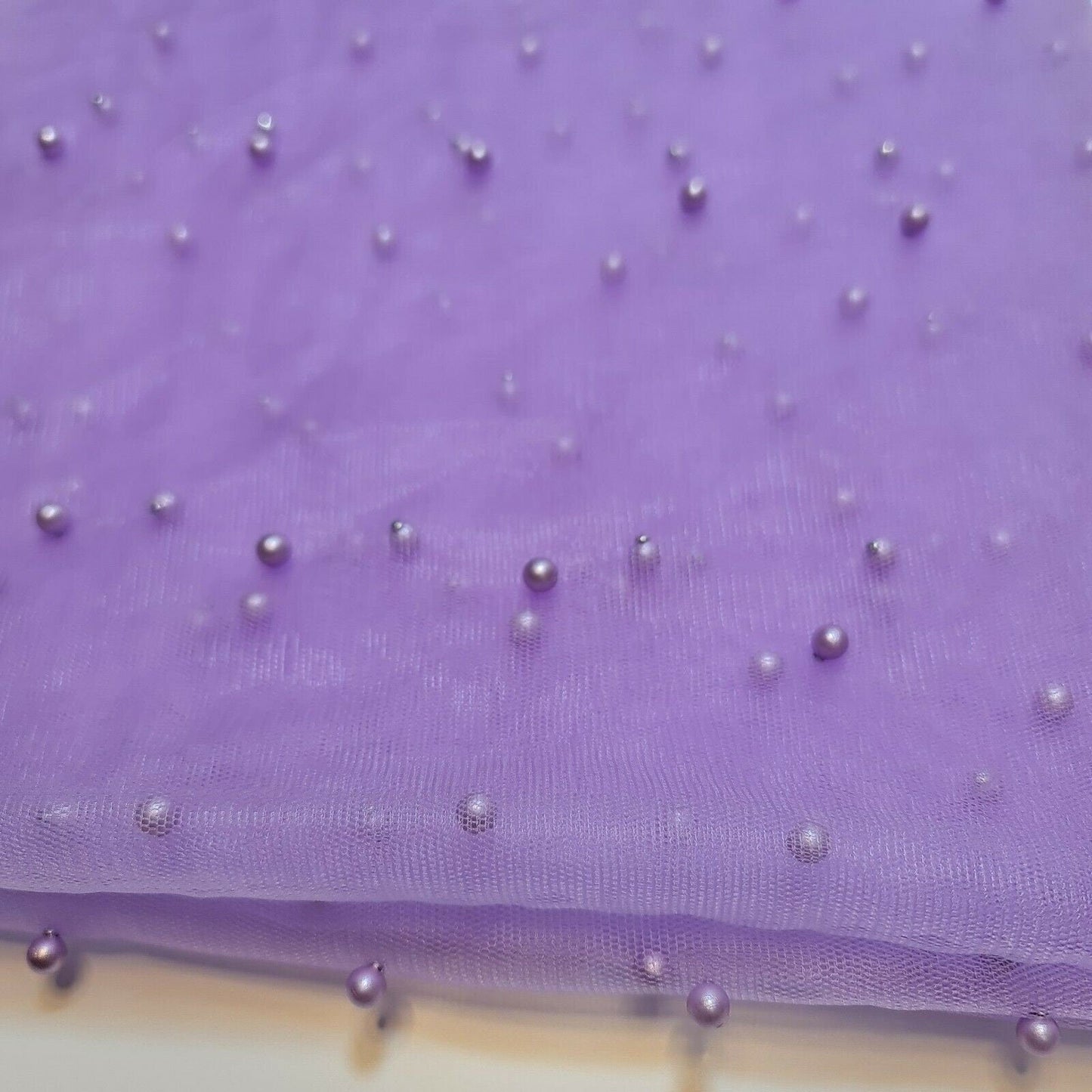 Tulle Beaded Pearl Lace Net Fabric – 58" Wide for Bridal Veils, Wedding Backdrops & Décor