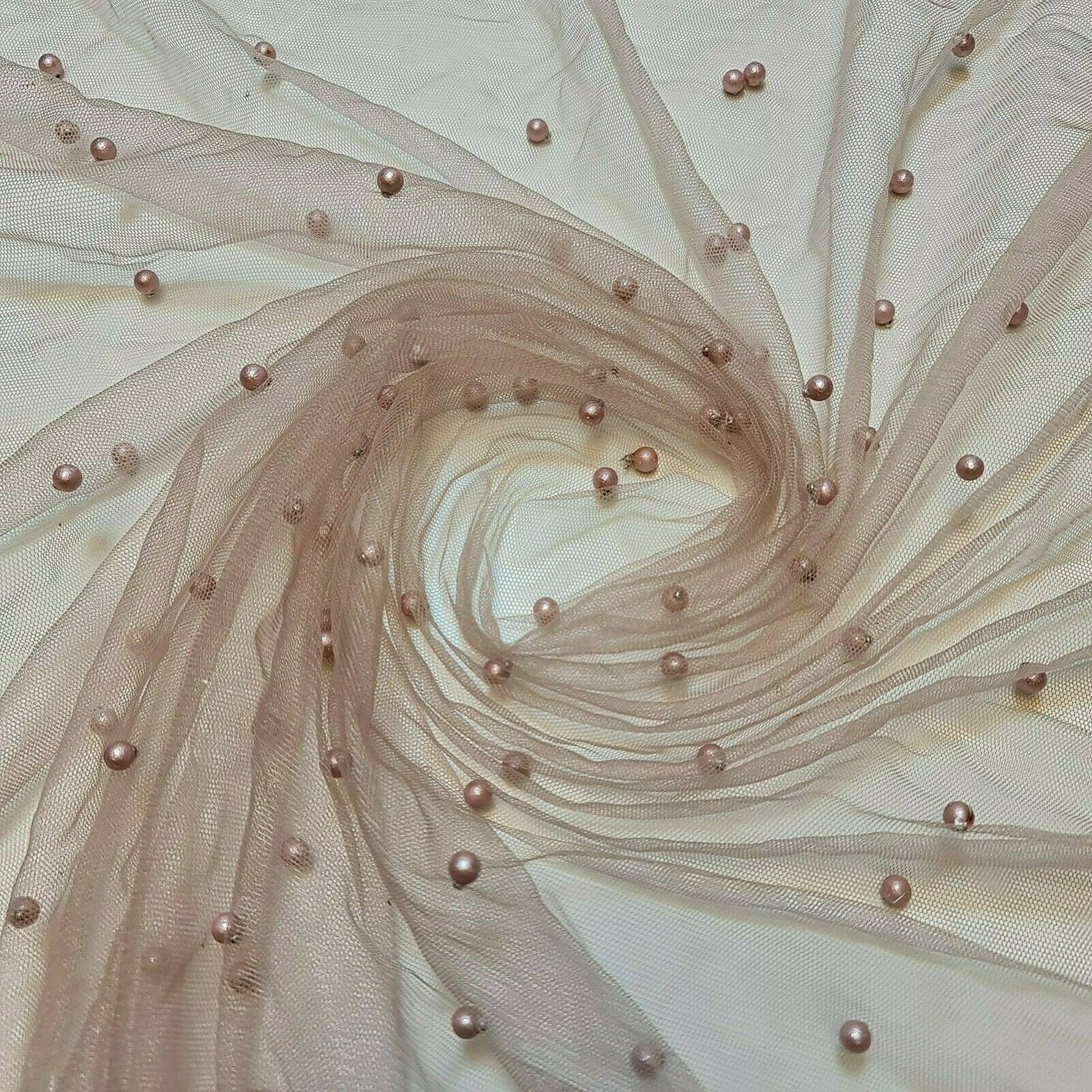 Tulle Beaded Pearl Lace Net Fabric – 58" Wide for Bridal Veils, Wedding Backdrops & Décor