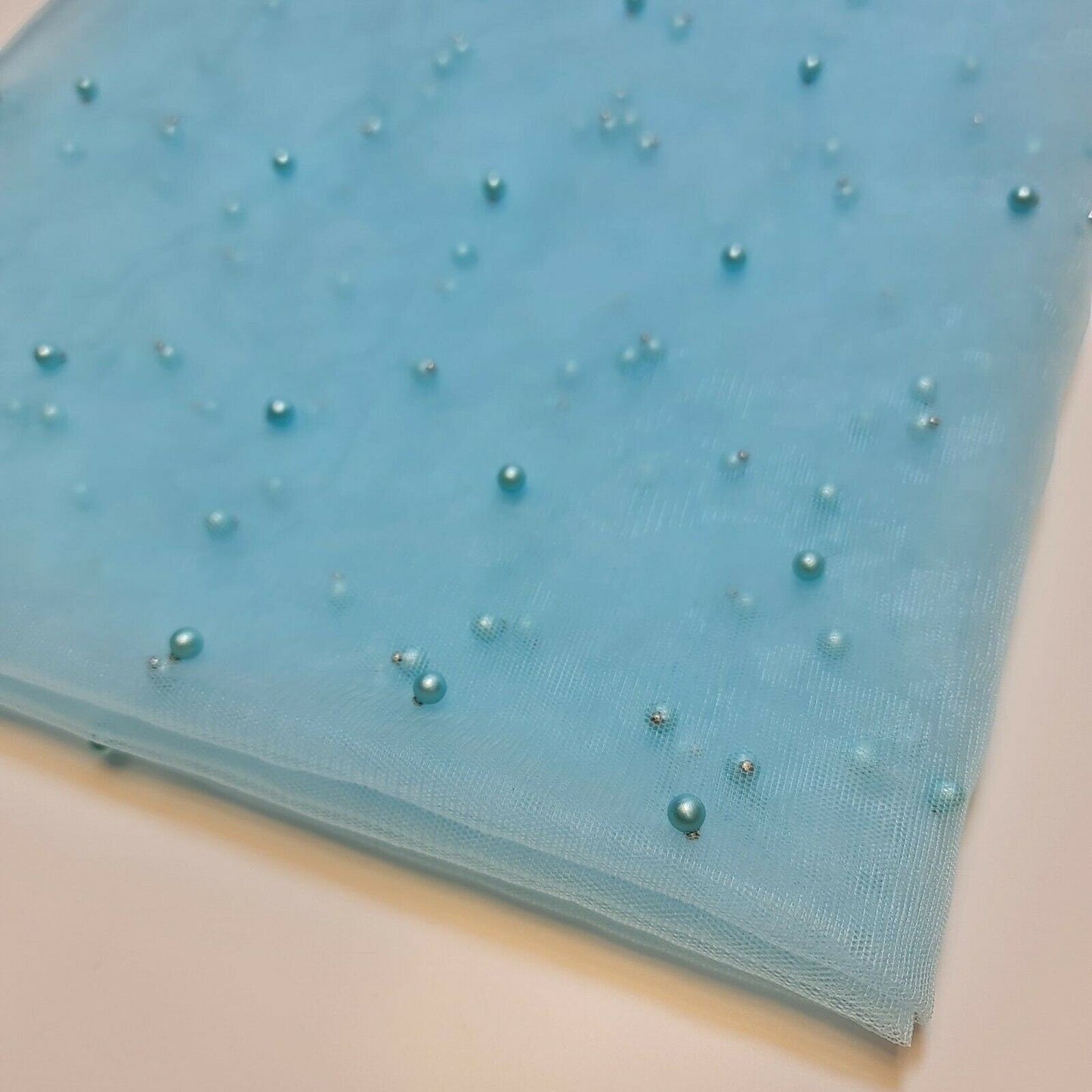 Tulle Beaded Pearl Lace Net Fabric – 58" Wide for Bridal Veils, Wedding Backdrops & Décor