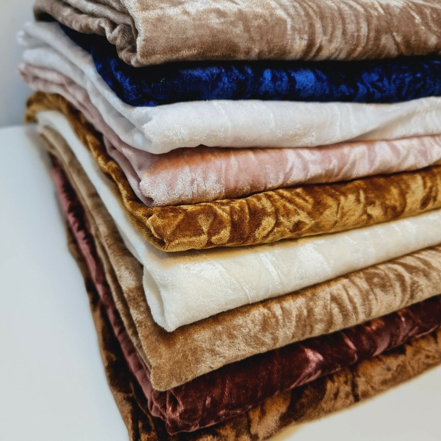 Premium Marble Crushed Velvet Fabric – 58" Wide Solid Colours Medium Weight Stretch Material - Textile Station