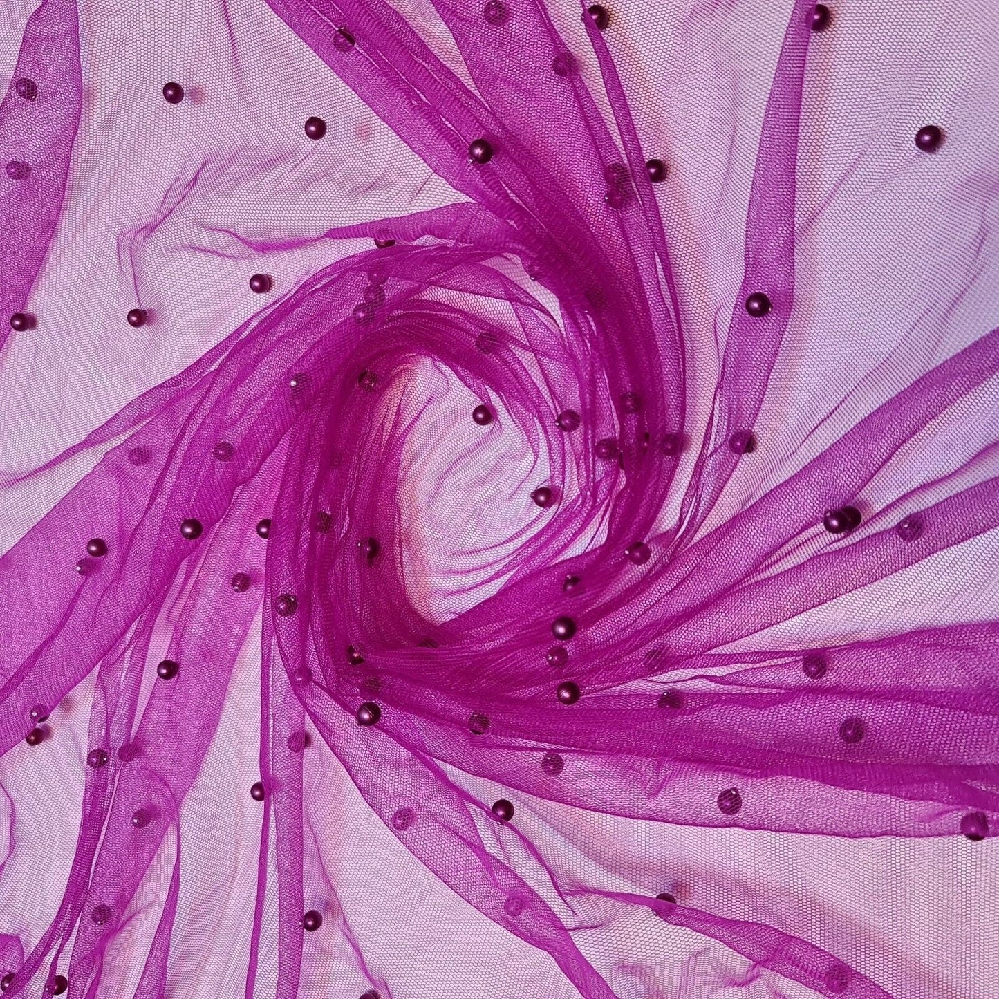 Tulle Beaded Pearl Lace Net Fabric – 58" Wide for Bridal Veils, Wedding Backdrops & Décor