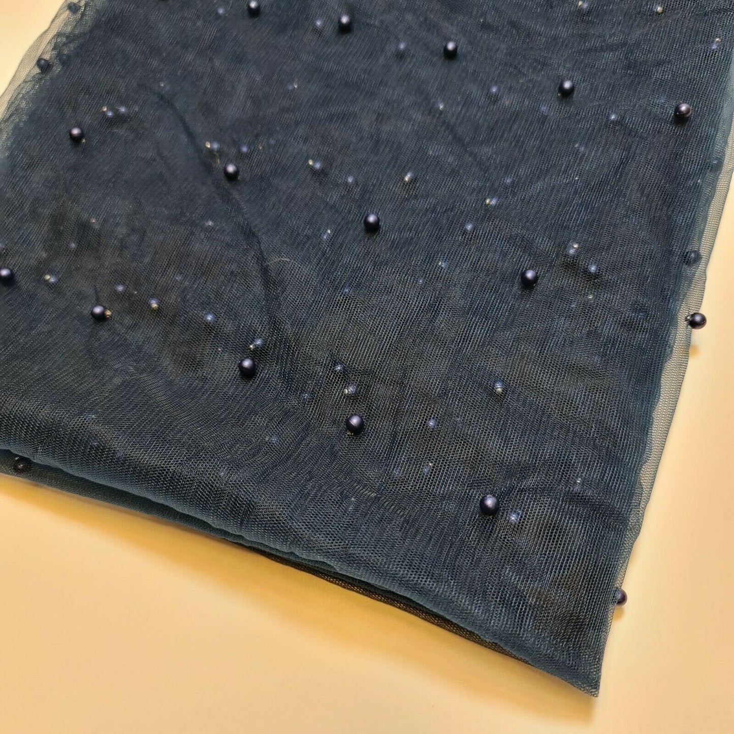 Tulle Beaded Pearl Lace Net Fabric – 58" Wide for Bridal Veils, Wedding Backdrops & Décor