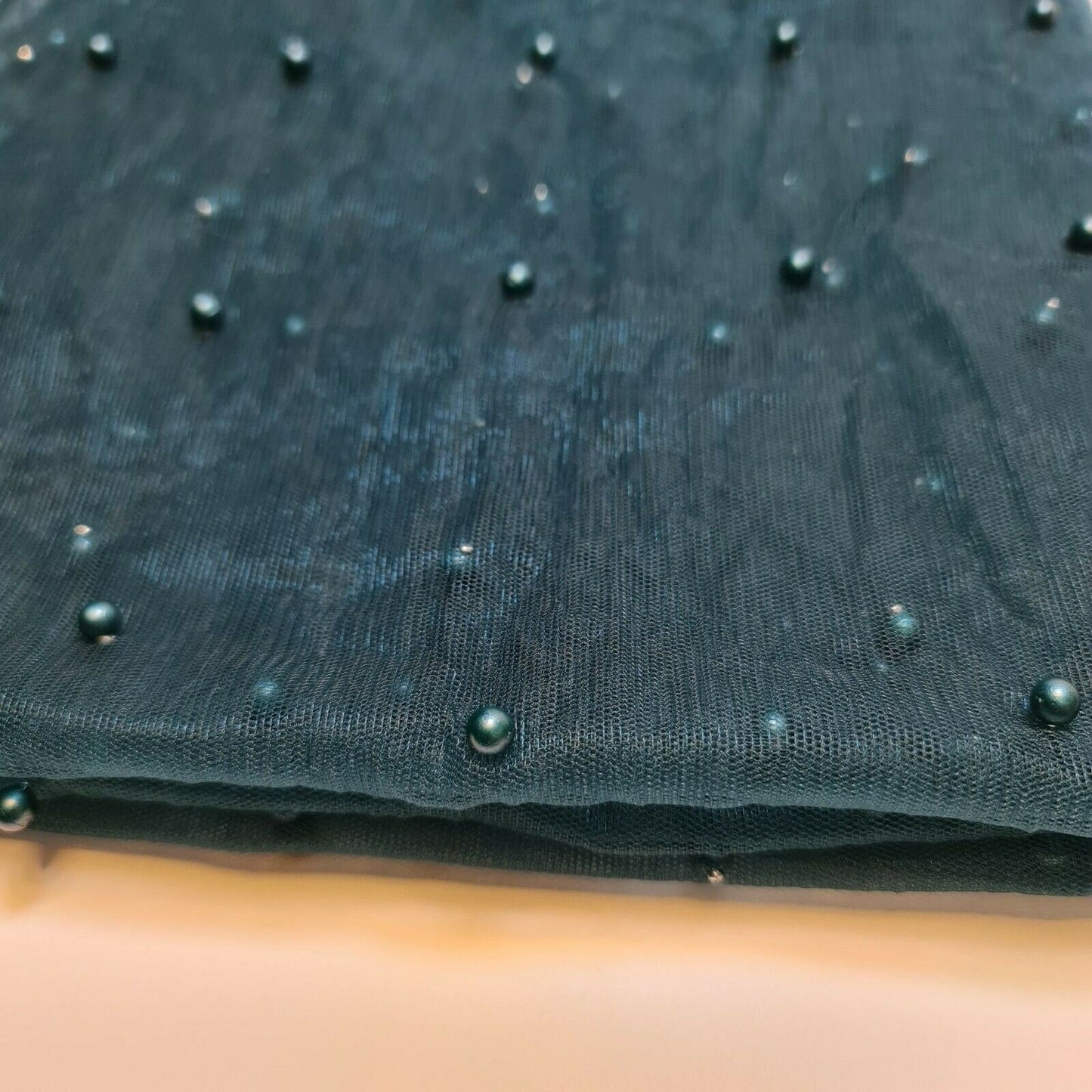 Tulle Beaded Pearl Lace Net Fabric – 58" Wide for Bridal Veils, Wedding Backdrops & Décor