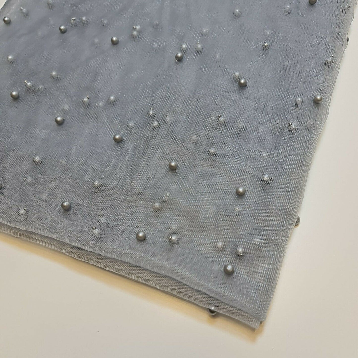 Tulle Beaded Pearl Lace Net Fabric – 58" Wide for Bridal Veils, Wedding Backdrops & Décor