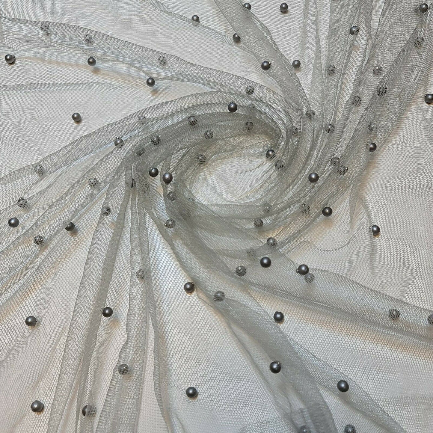 Tulle Beaded Pearl Lace Net Fabric – 58" Wide for Bridal Veils, Wedding Backdrops & Décor