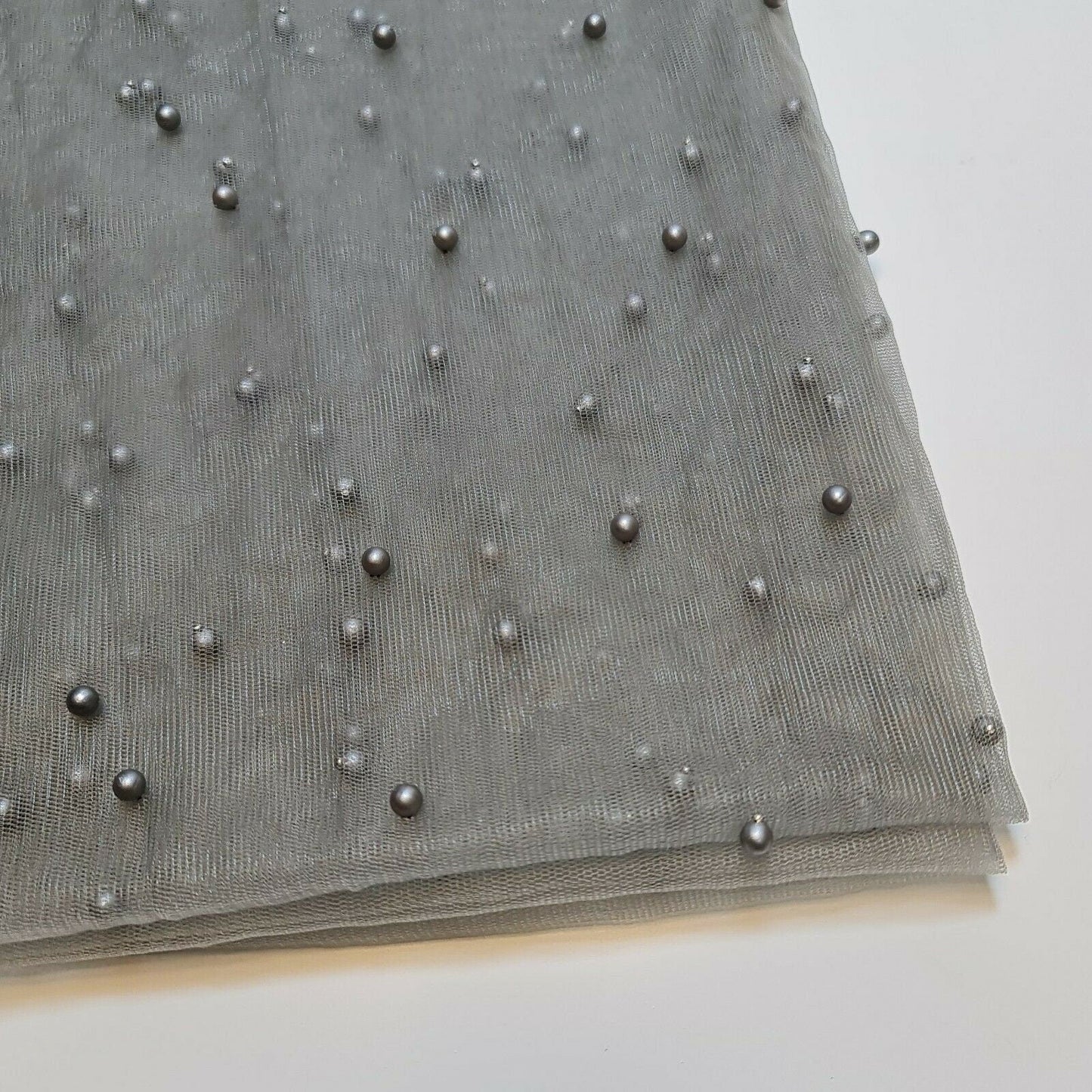 Tulle Beaded Pearl Lace Net Fabric – 58" Wide for Bridal Veils, Wedding Backdrops & Décor