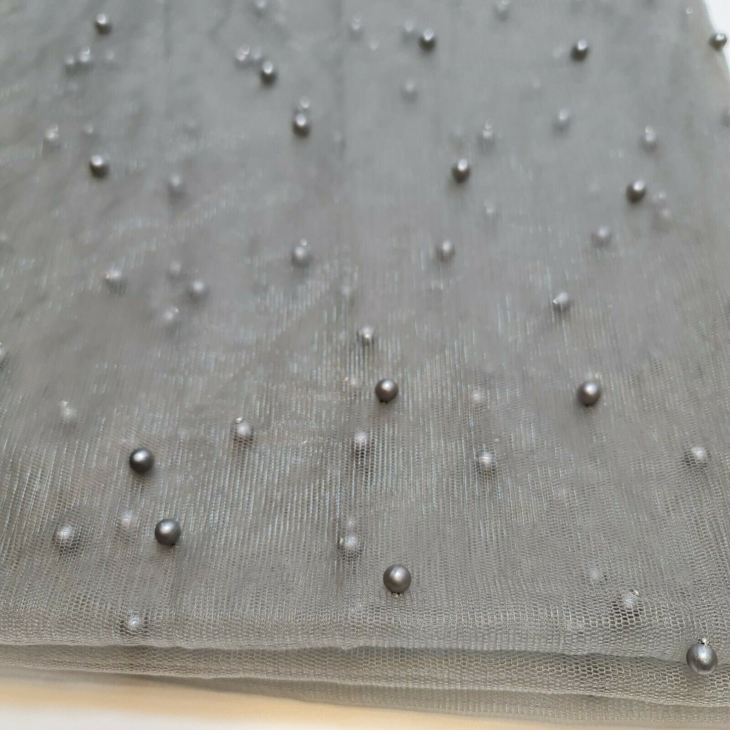 Tulle Beaded Pearl Lace Net Fabric – 58" Wide for Bridal Veils, Wedding Backdrops & Décor