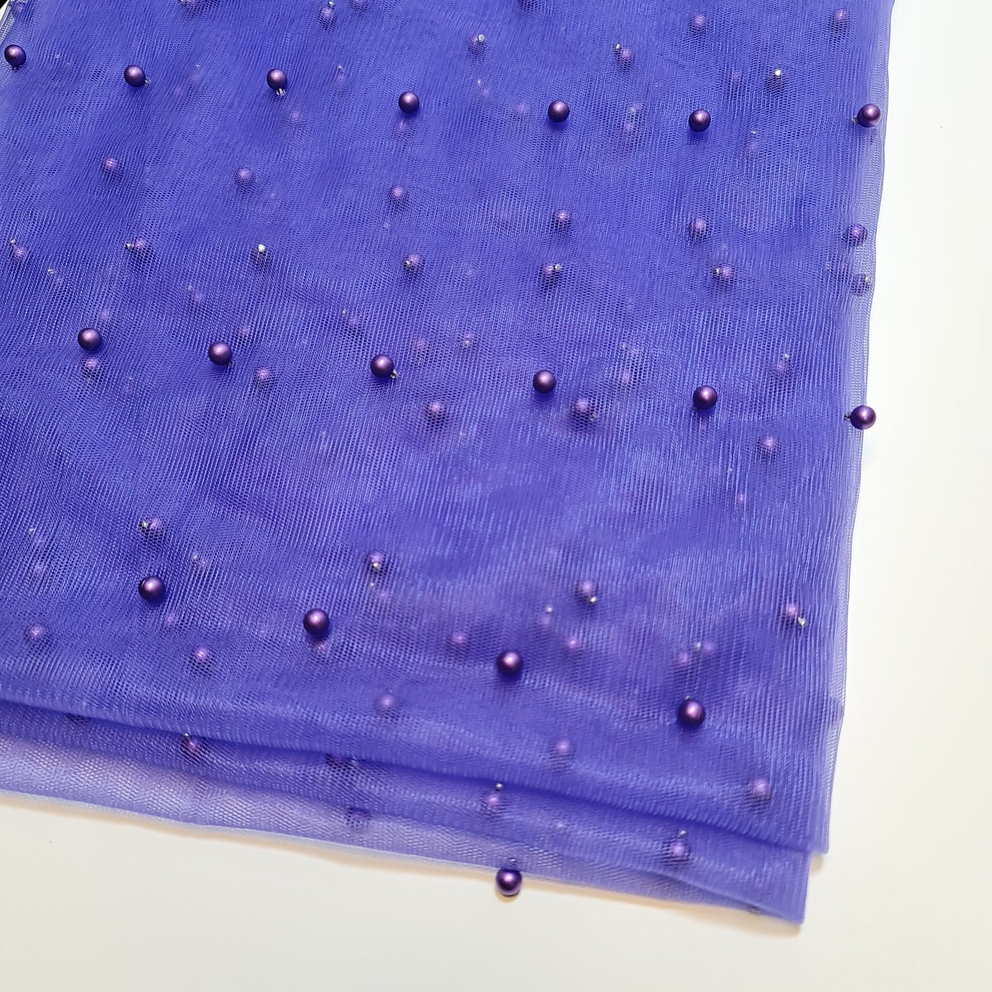 Tulle Beaded Pearl Lace Net Fabric – 58" Wide for Bridal Veils, Wedding Backdrops & Décor