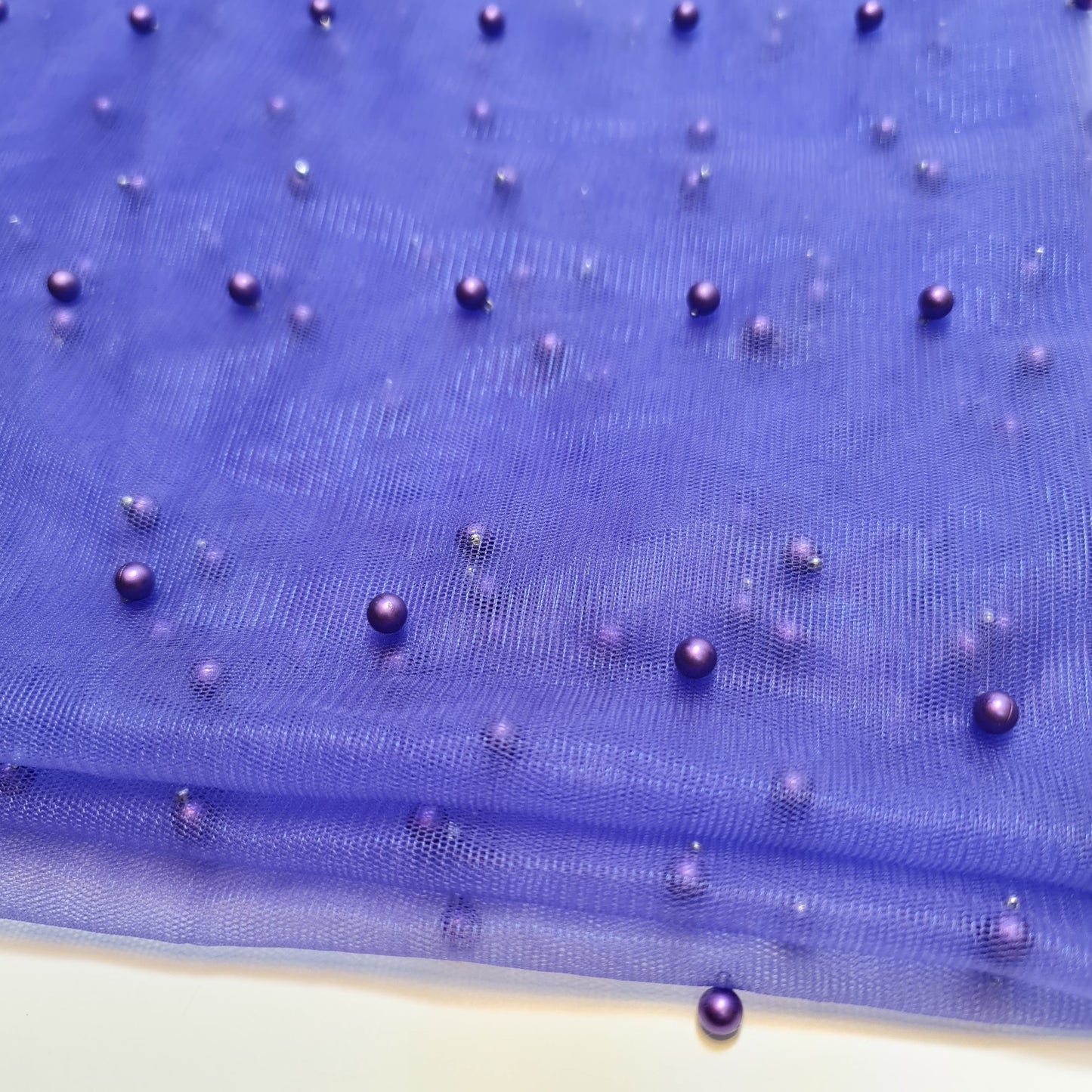 Tulle Beaded Pearl Lace Net Fabric – 58" Wide for Bridal Veils, Wedding Backdrops & Décor