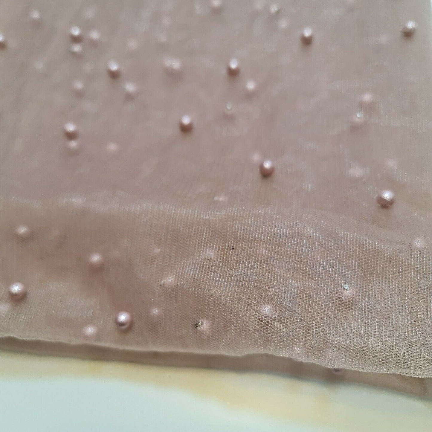 Tulle Beaded Pearl Lace Net Fabric – 58" Wide for Bridal Veils, Wedding Backdrops & Décor