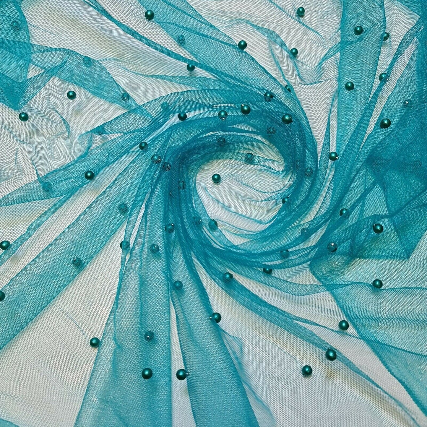 Tulle Beaded Pearl Lace Net Fabric – 58" Wide for Bridal Veils, Wedding Backdrops & Décor