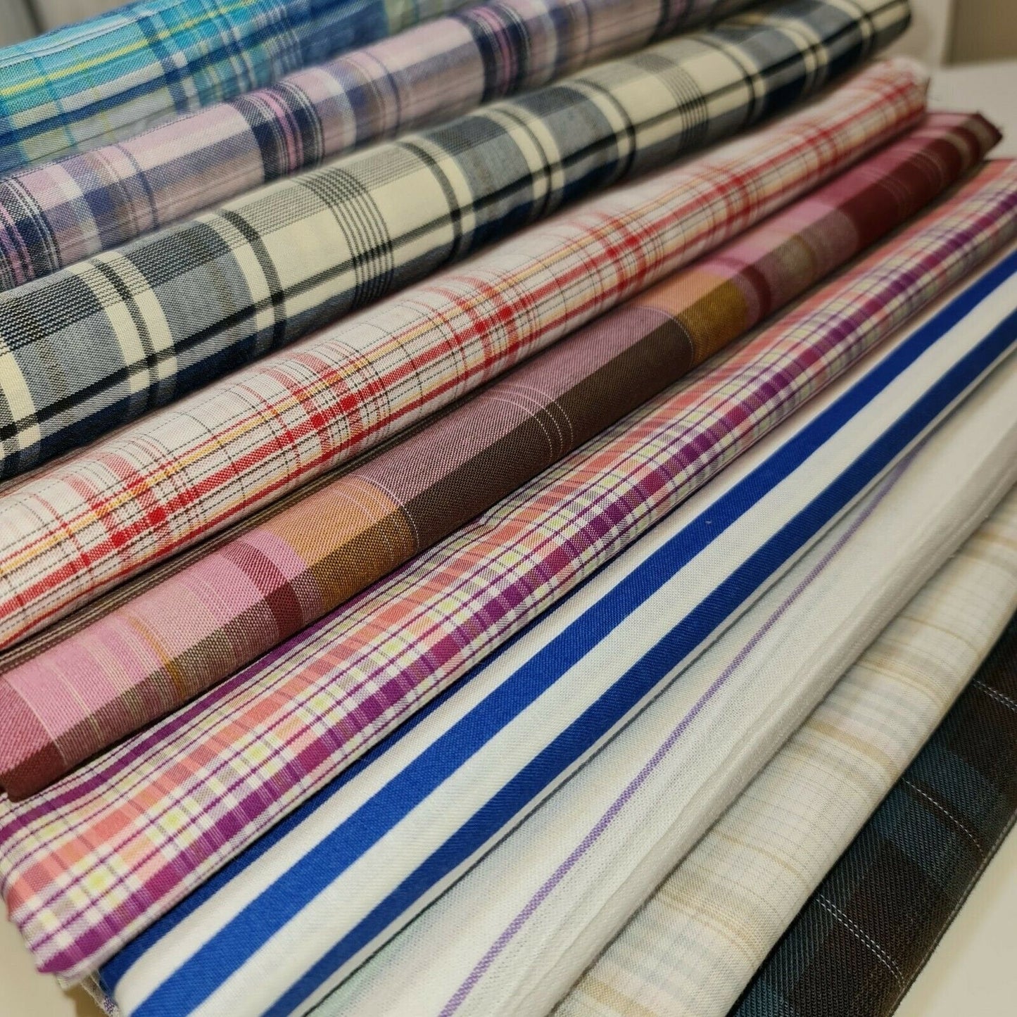 100% Cotton Tartan & Check Plaid Fabric – 58" Wide Stripe Dress, Quilting & Craft Material by the Metre