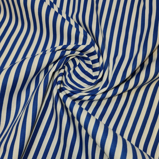 100% Cotton Tartan Stripe Fabric – Blue Stripe Dress & Craft Material 58" Wide - Textile Station