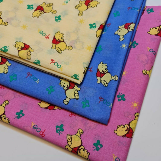 6pcs Polycotton Winnie the Pooh Kids Fat Quarters – 50x50cm for Craft, Quilting & Patchwork - Textile Station