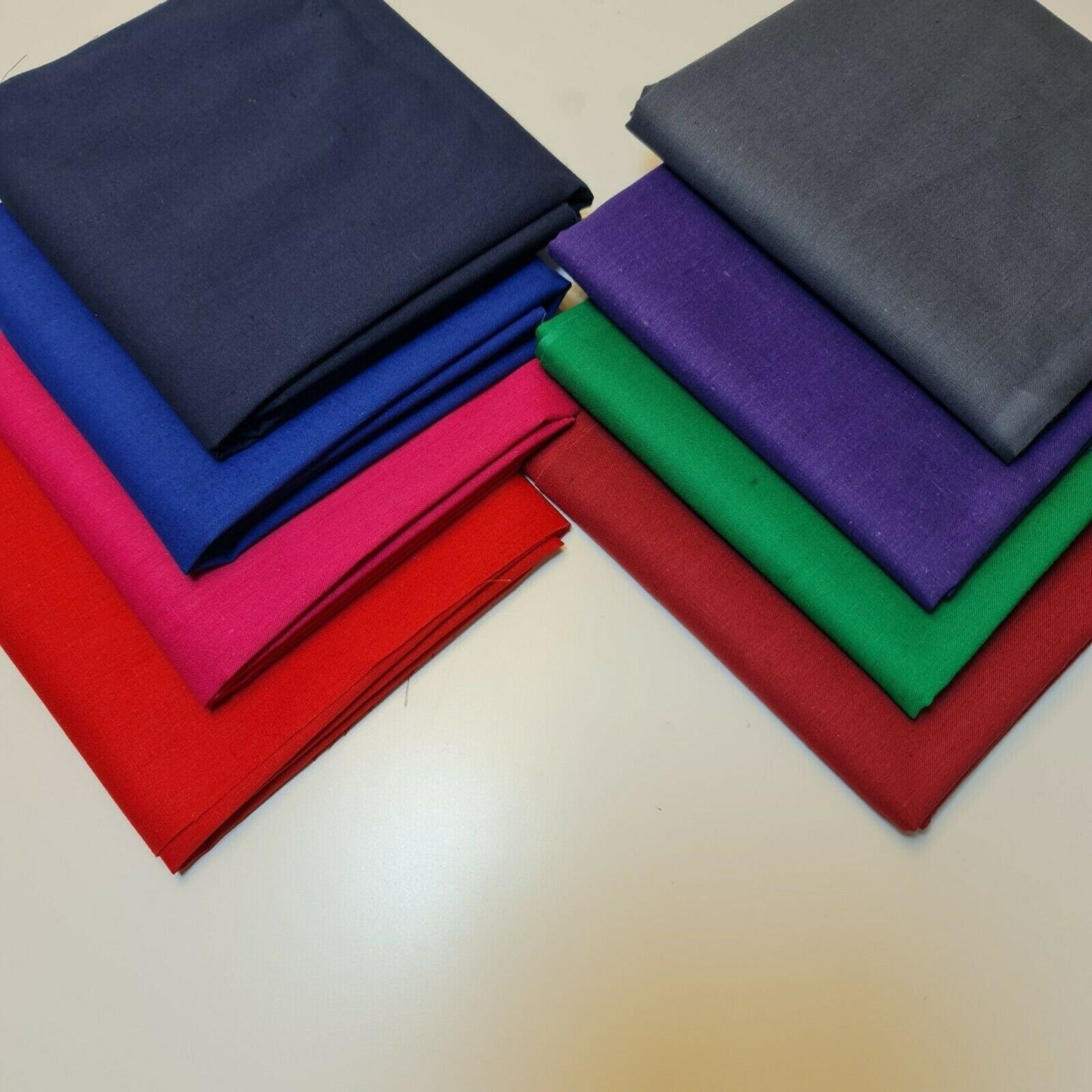 100% Cotton Fat Quarter Fabric Bundle of 8 50x50cm Bright Plain Solid Colours Quilting Patchwork Material