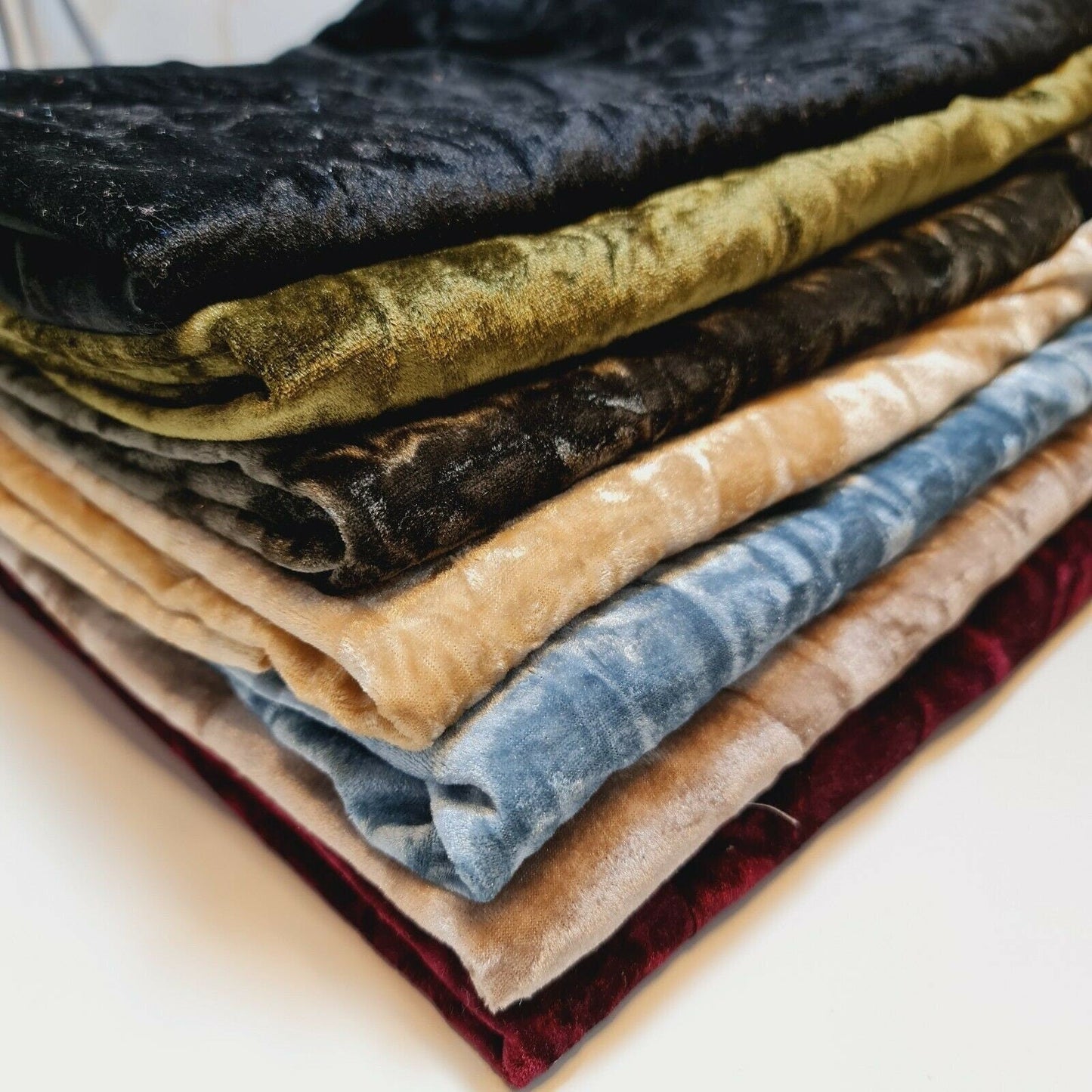 Premium Marble Crushed Velvet Fabric – 58" Wide Solid Colours Medium Weight Stretch Material - Textile Station