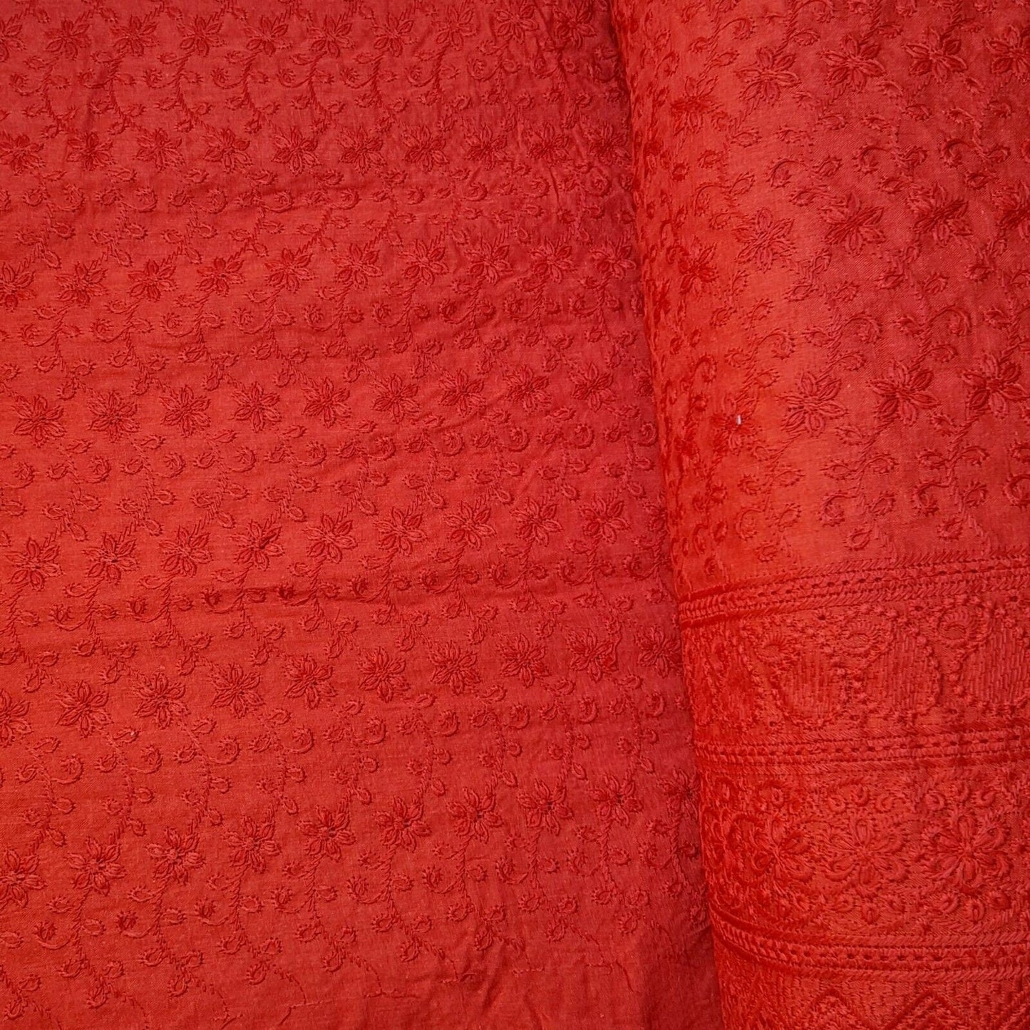 NEW SPRING 100% Cotton Lawn Broderie Anglaise Embroidery Dress Craft Fabric 44" (Red)