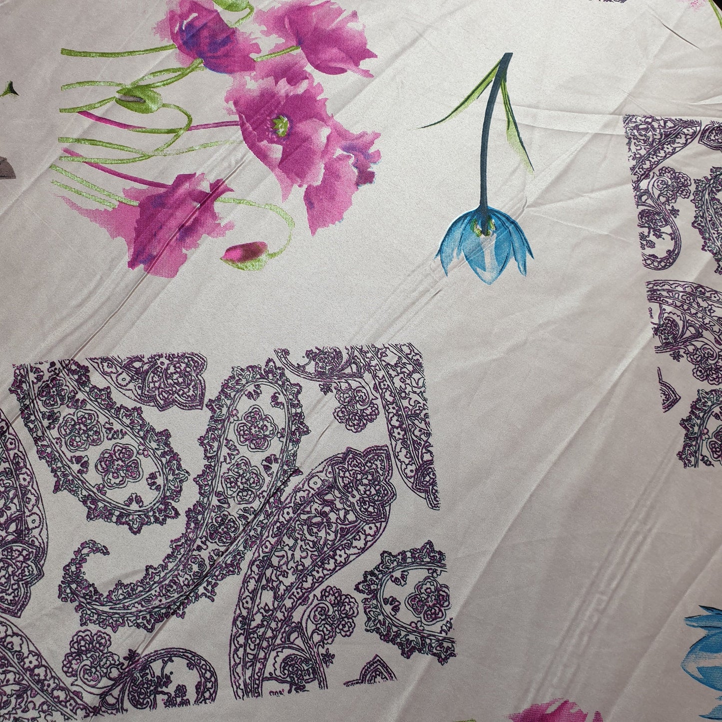 Floral Silk Satin Printed Dress Drape Fabric Material 58" By The Meter d#4 (Colour 2)
