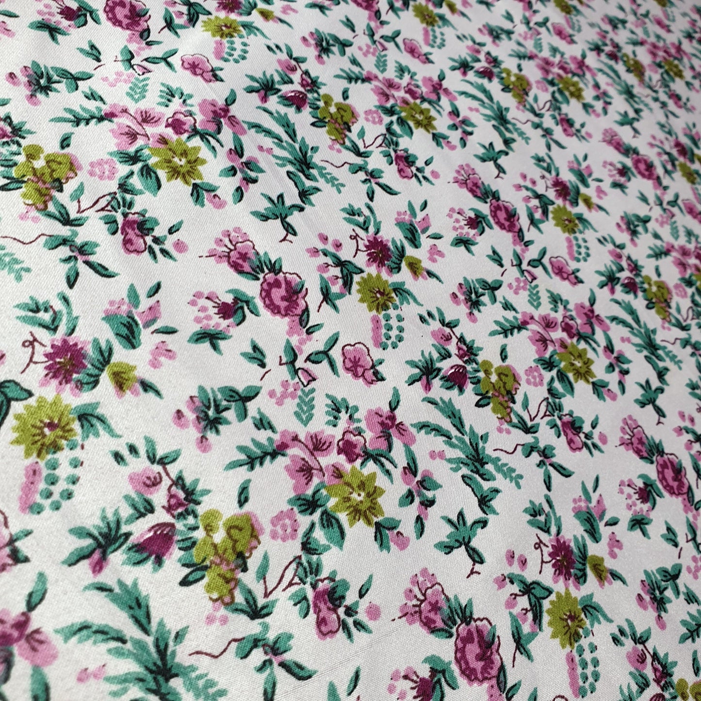Floral Silk Satin Printed Fabric – 58" Wide Soft Silky Dress & Drape Material by the Metre
