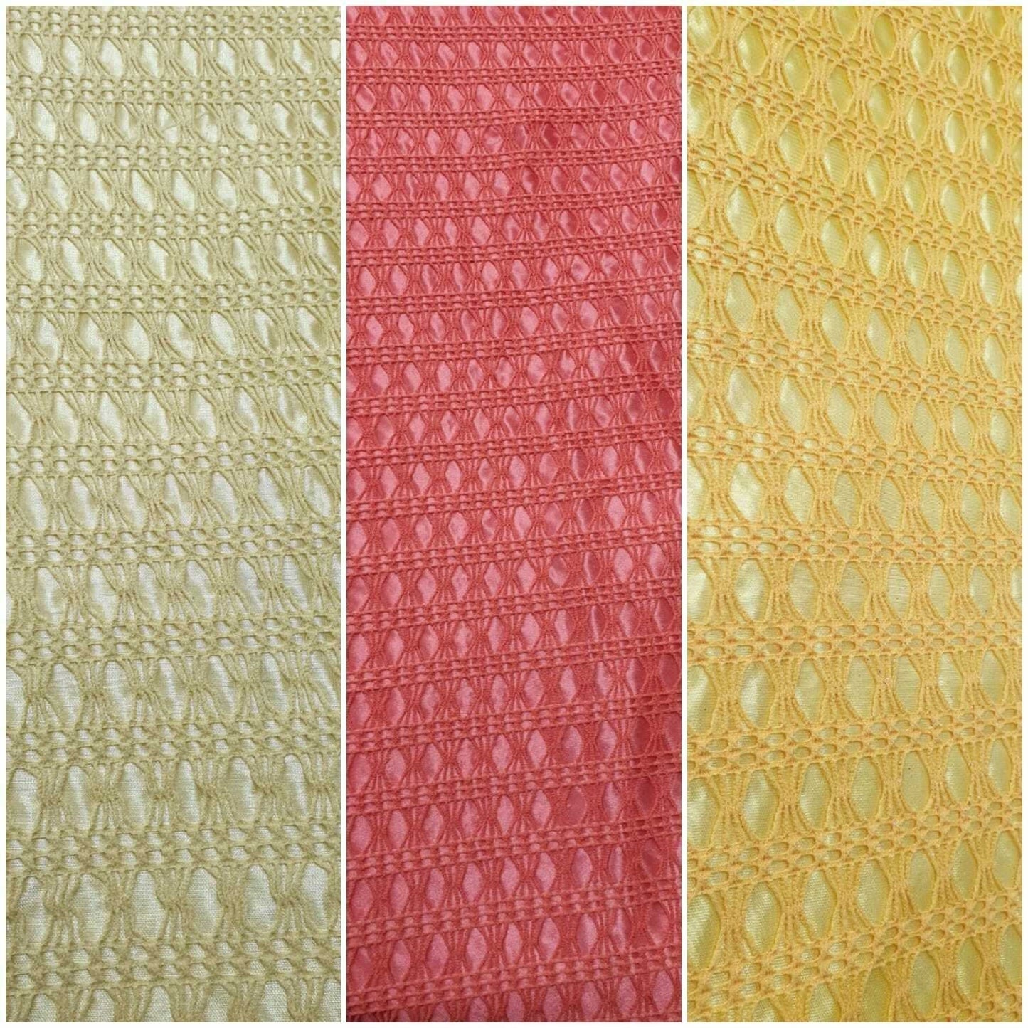 Floral Web Lace Net Fabric – Silk Satin Backed, One-Way Stretch, 58" Wide