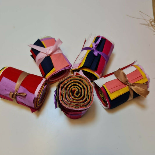 10-Piece Jelly Roll Honey Bun Strips – 100% Cotton Patchwork Fabric in Plain Solid Colours - Textile Station