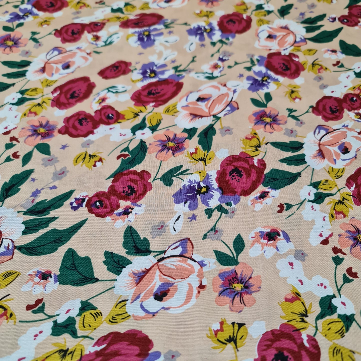 100% Cotton Poplin Floral Bloom Print Fabric – Dress & Craft Material 58" Wide - Textile Station