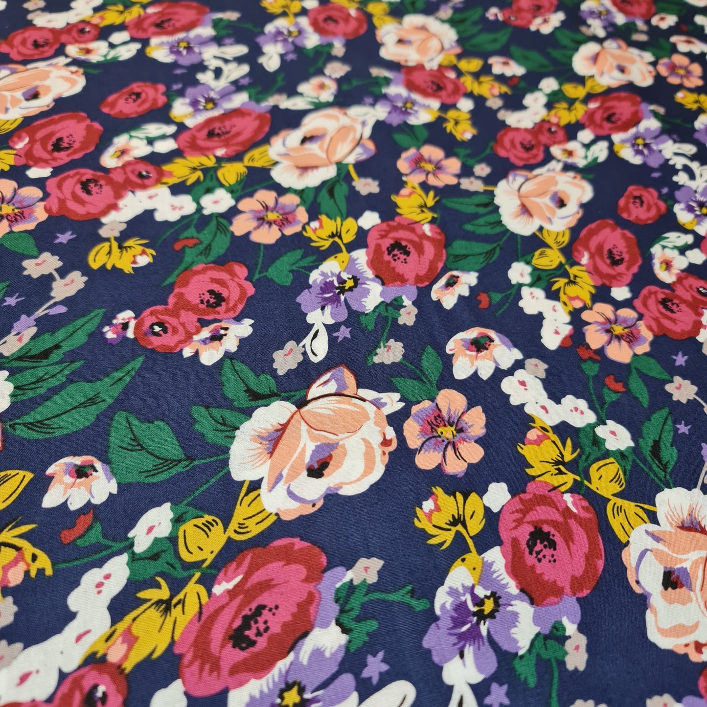 100% Cotton Poplin Floral Bloom Print Fabric – Dress & Craft Material 58" Wide - Textile Station